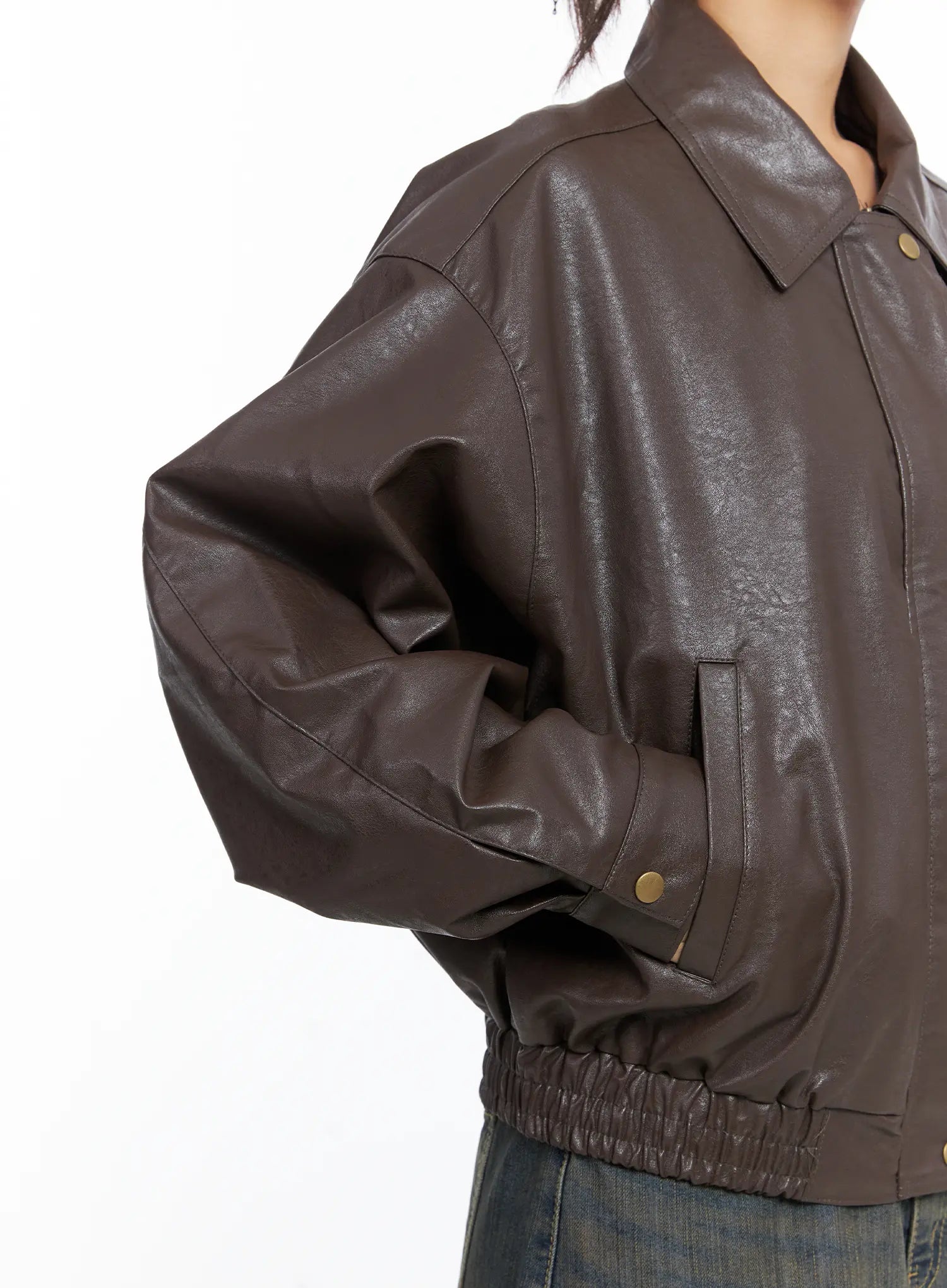 Oversized Vegan Leather Blouson Jacket CS503