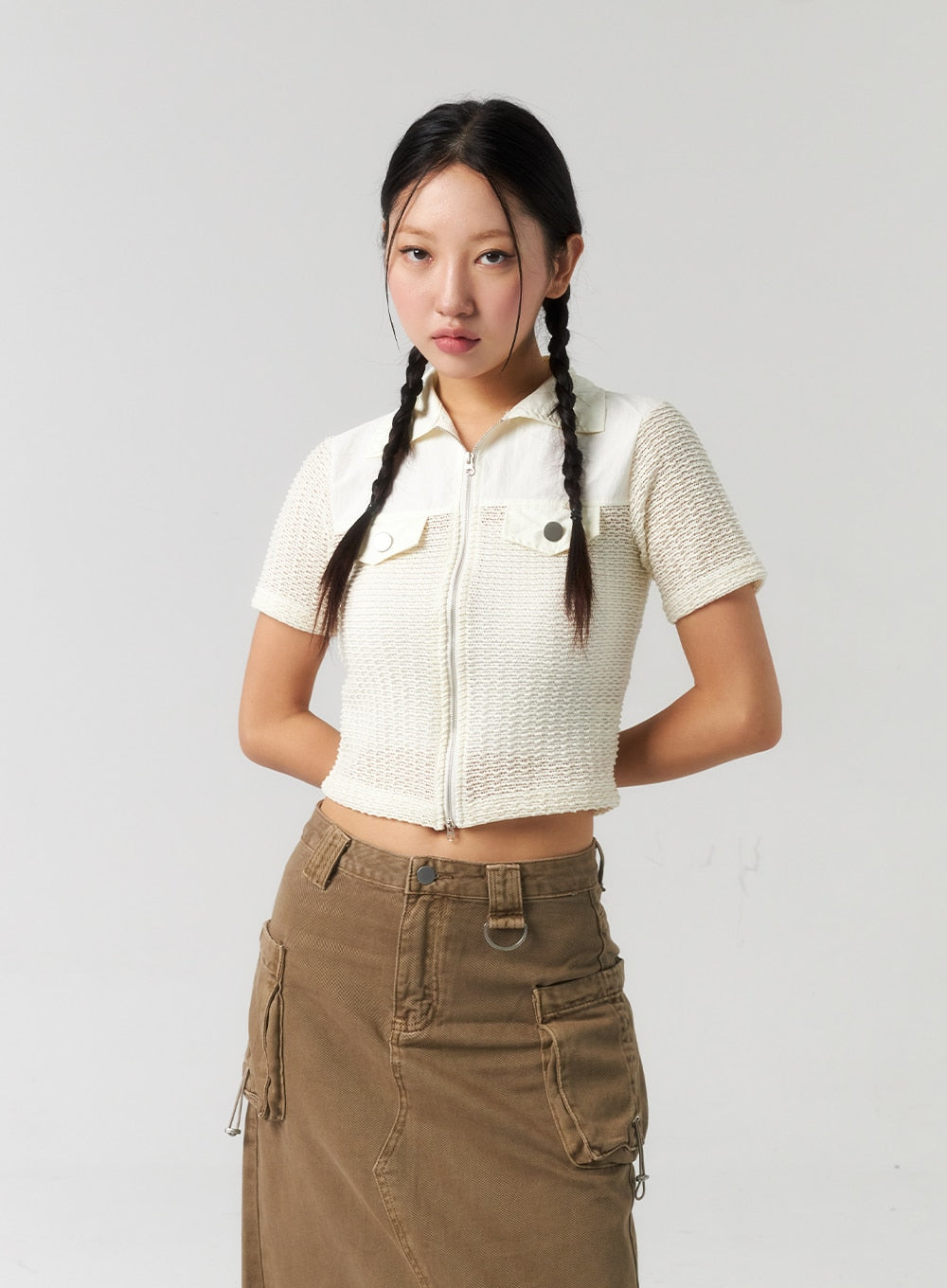 Mesh Zip-Up Top CU323