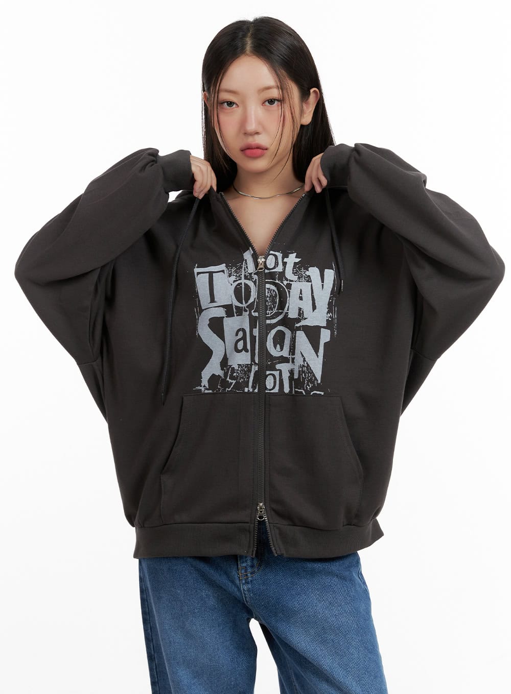 Acubi Oversized Two-Way Zip-Up Sweatshirt CL431