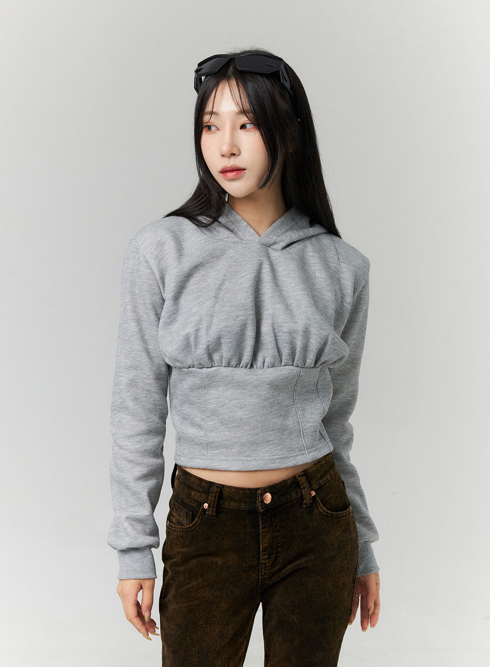 Wide Band Shirring Hooded Top CN320