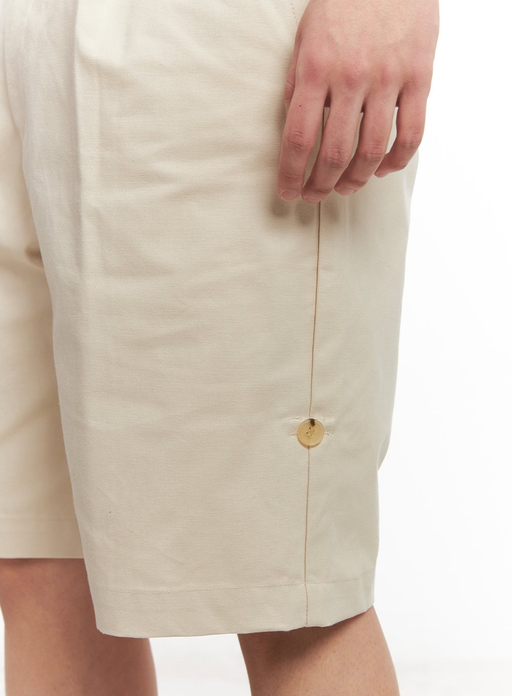 Men's Roll-Up Cotton Shorts (Light beige) IA529