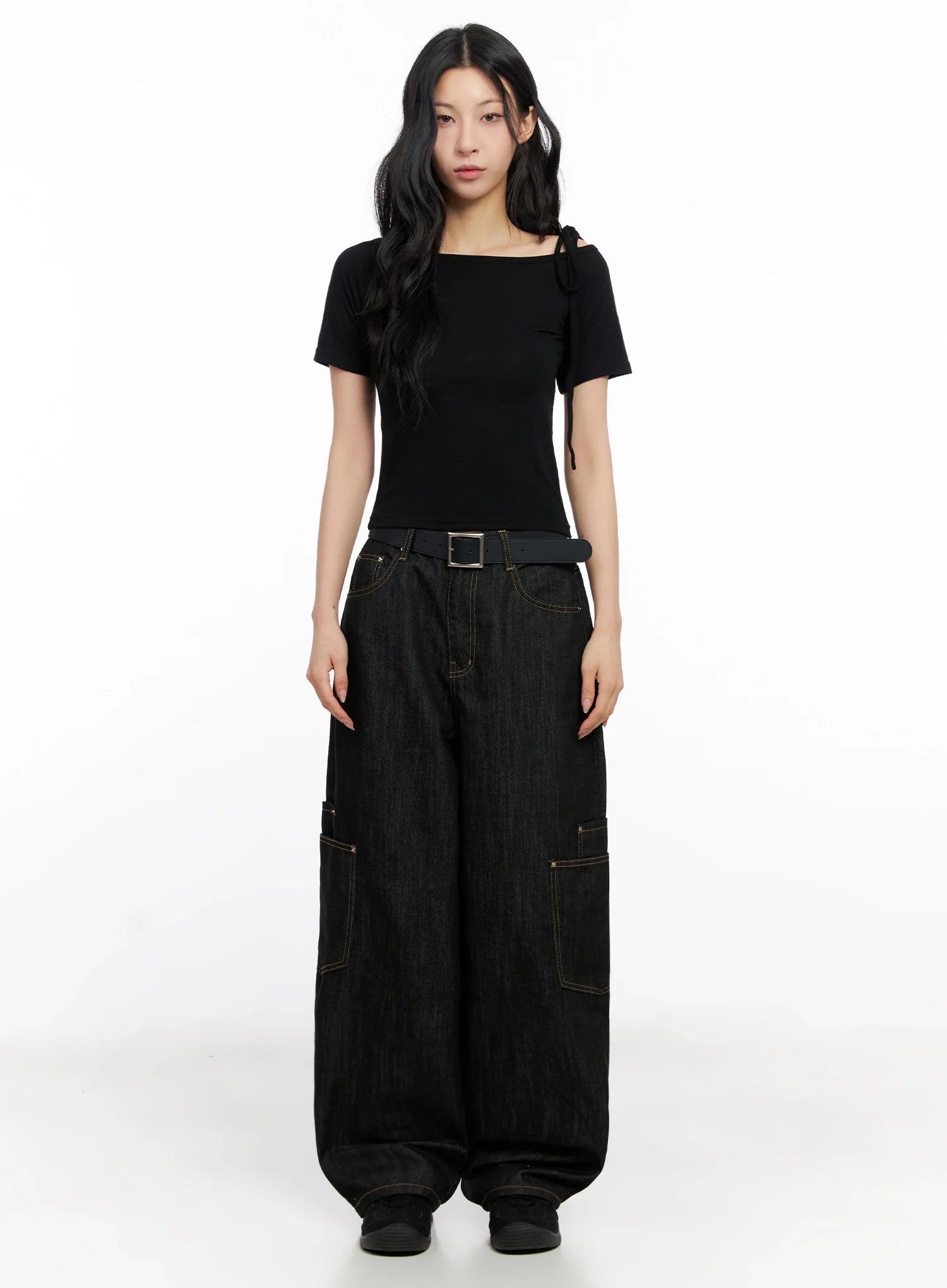 Dahee Wide-Leg Cargo Jeans IG508