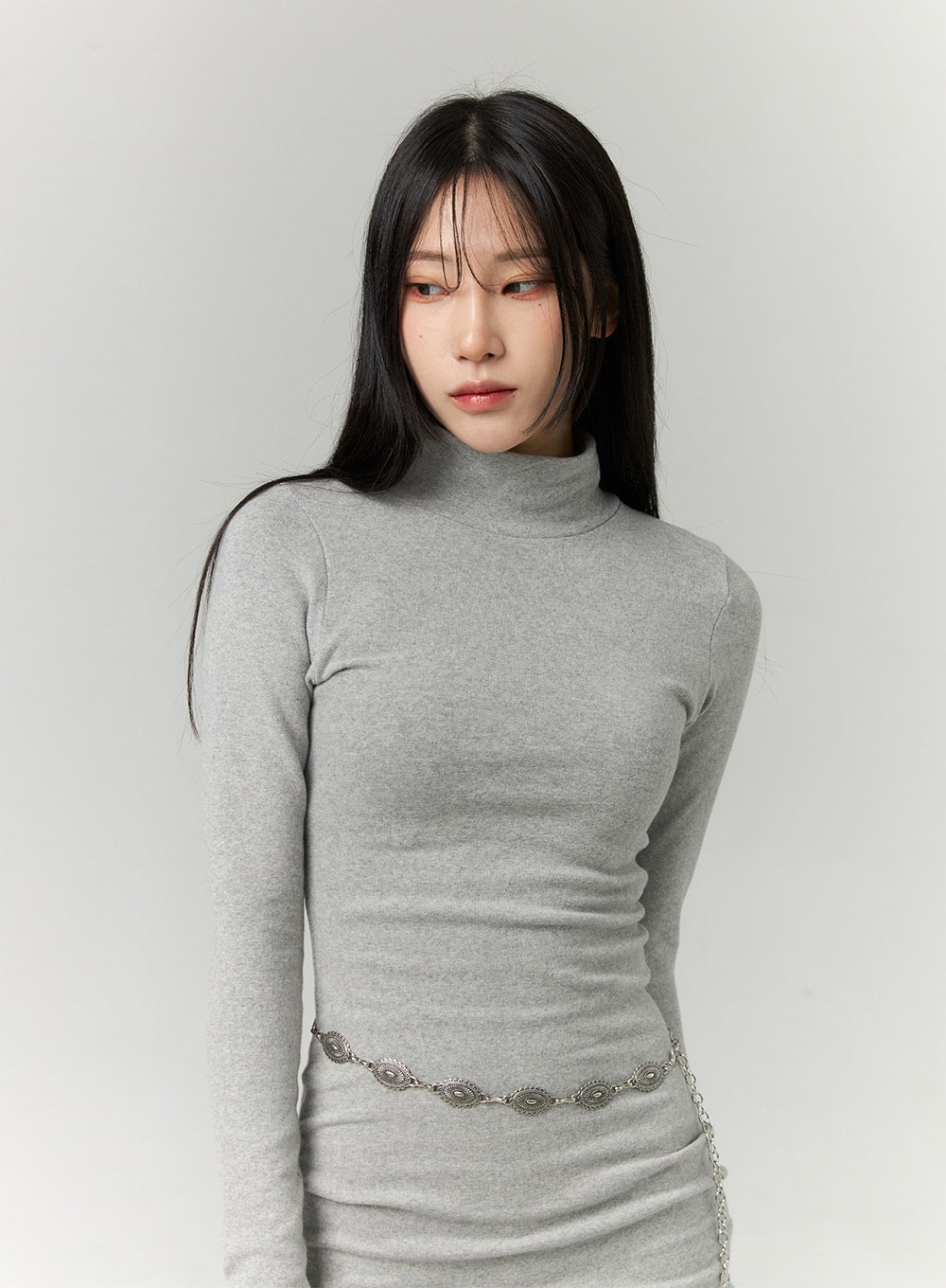 Half Turtle Neck Mini Dress CN321