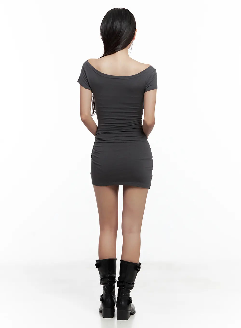 Sleek Ruched Off-Shoulder Mini Dress CL508