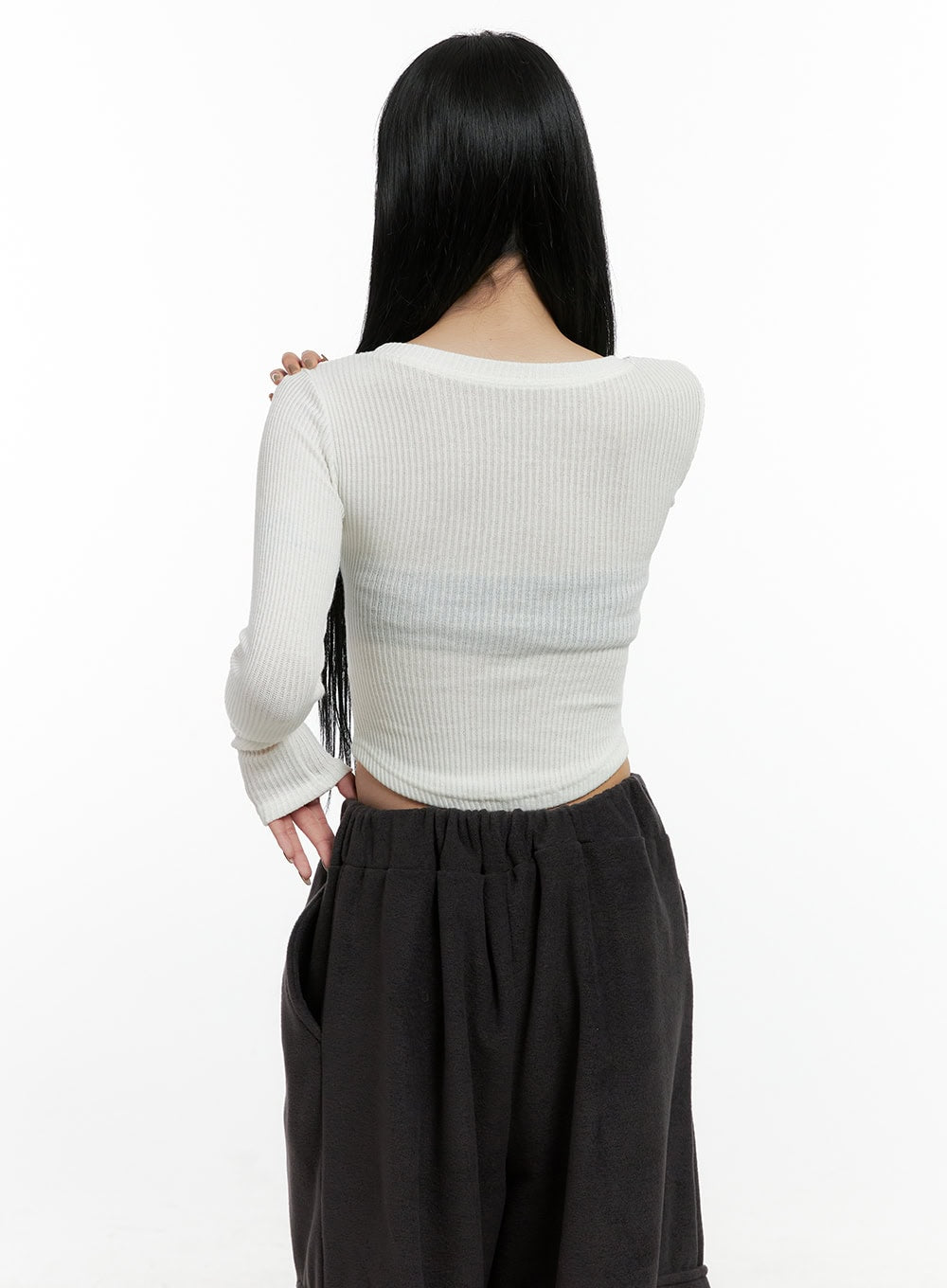 Long Sleeve Round Neck Crop Top CN408