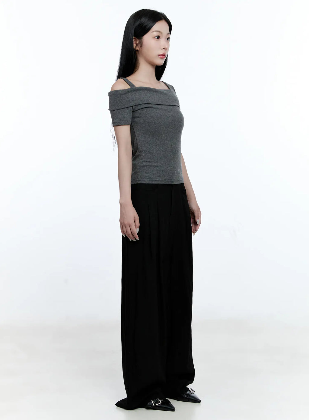 Pintuck Wide-Leg Slacks CG512