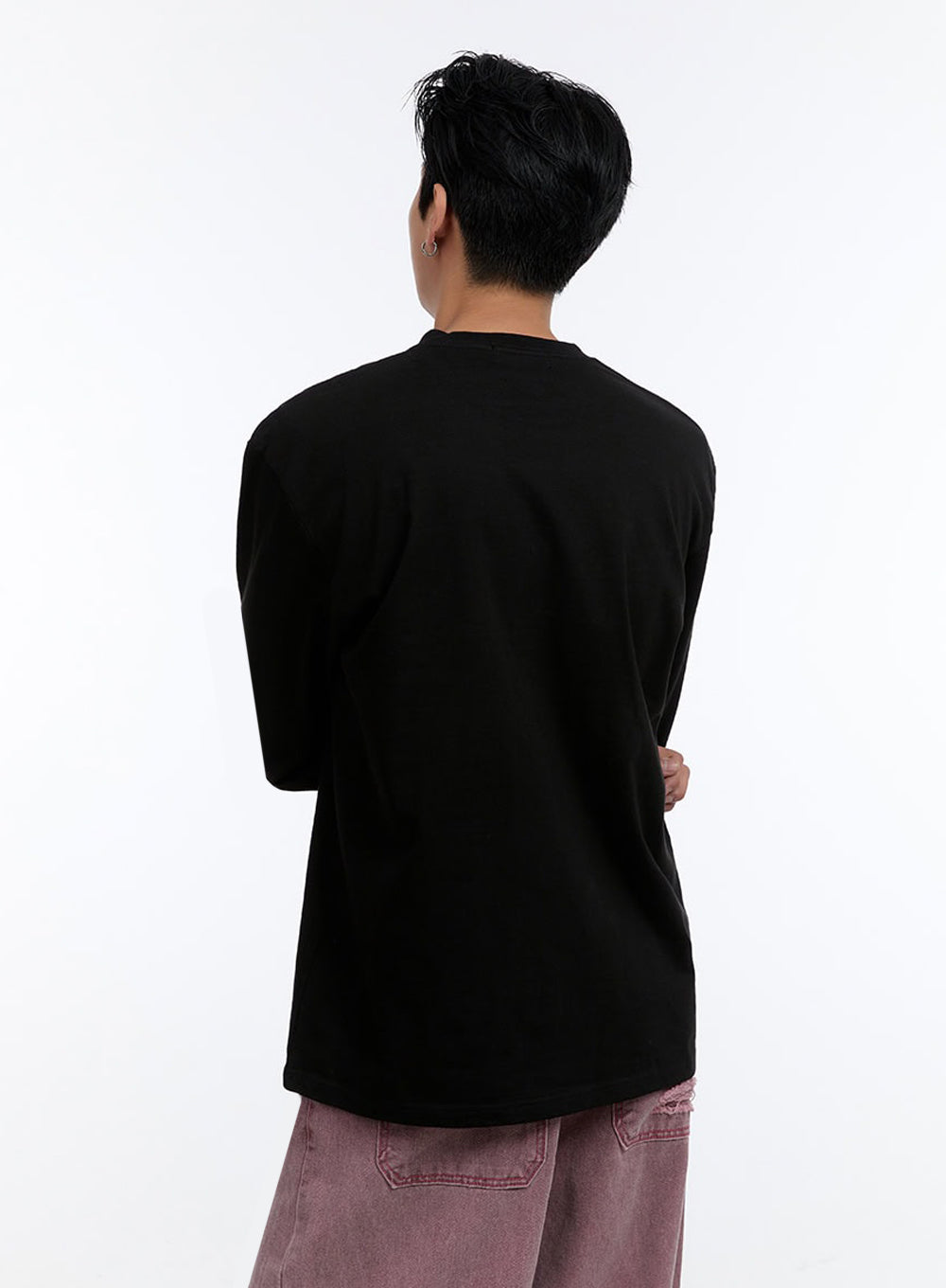Men's Soft Round Neck Long Sleeve T-Shirt IO428