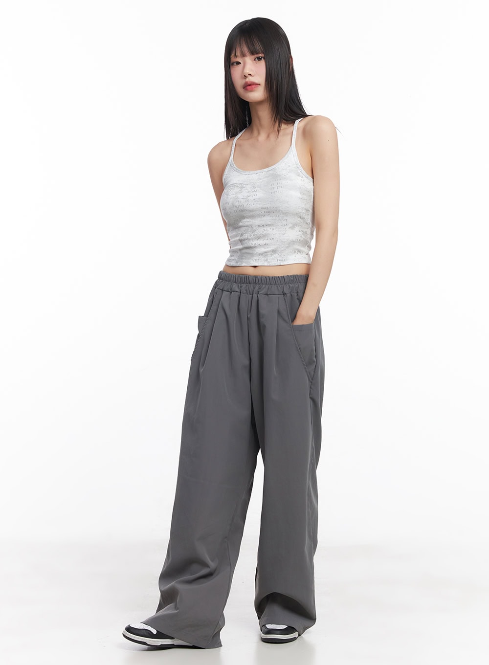 Wide-Fit Pintuck Nylon Trousers CY512