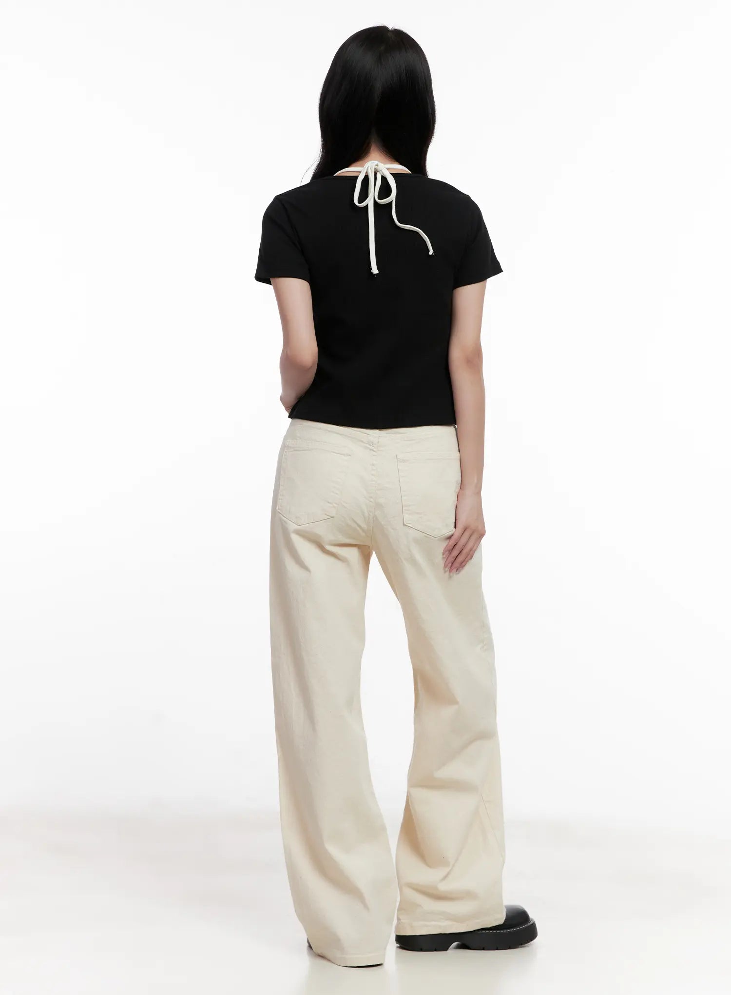 Ribbon-Tie Short-Sleeve Tee CL516