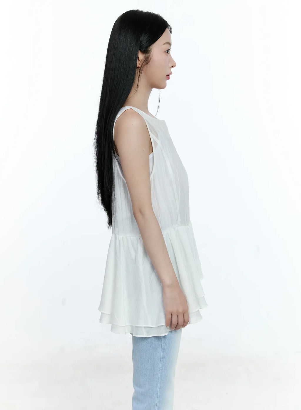 Asymmetric Ruffle Sleeveless Blouse CG513