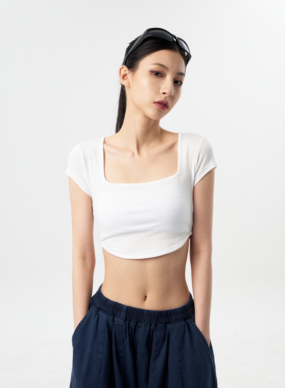 Square Neck Cropped Tee CY312