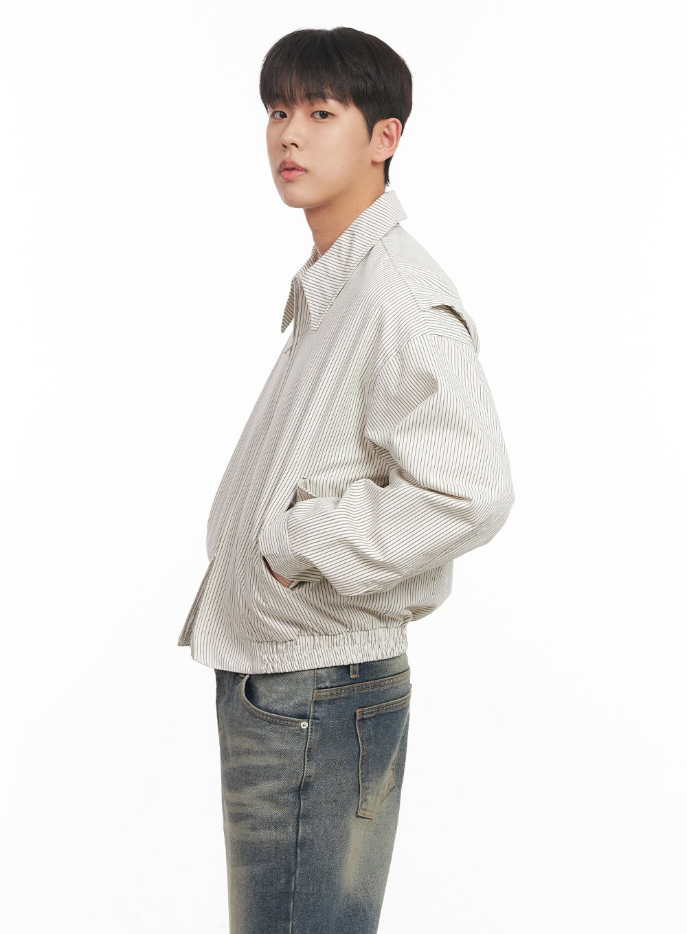 Men's Cotton Striped Zip-Up Jacket IM517