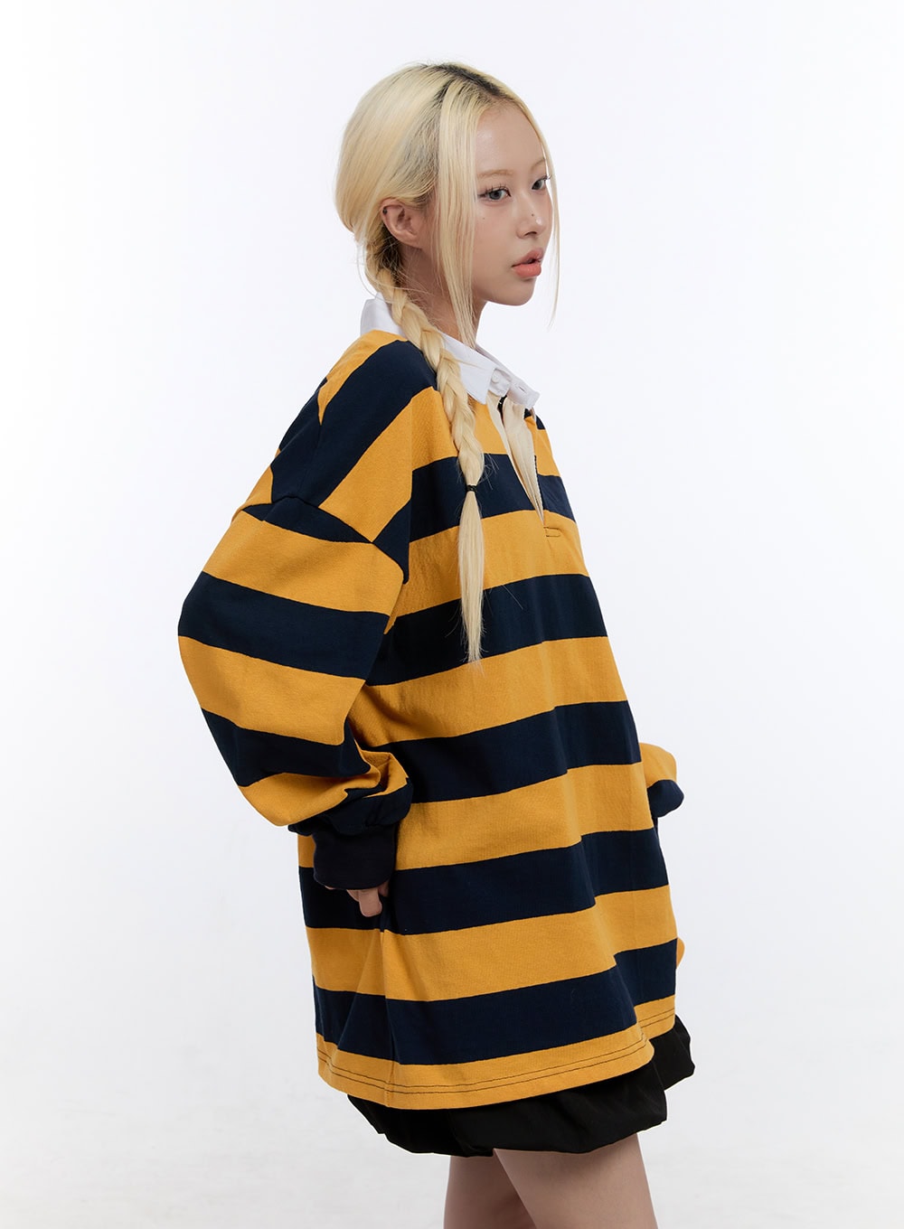 Oversized Button Collared Stripe Shirt CO422