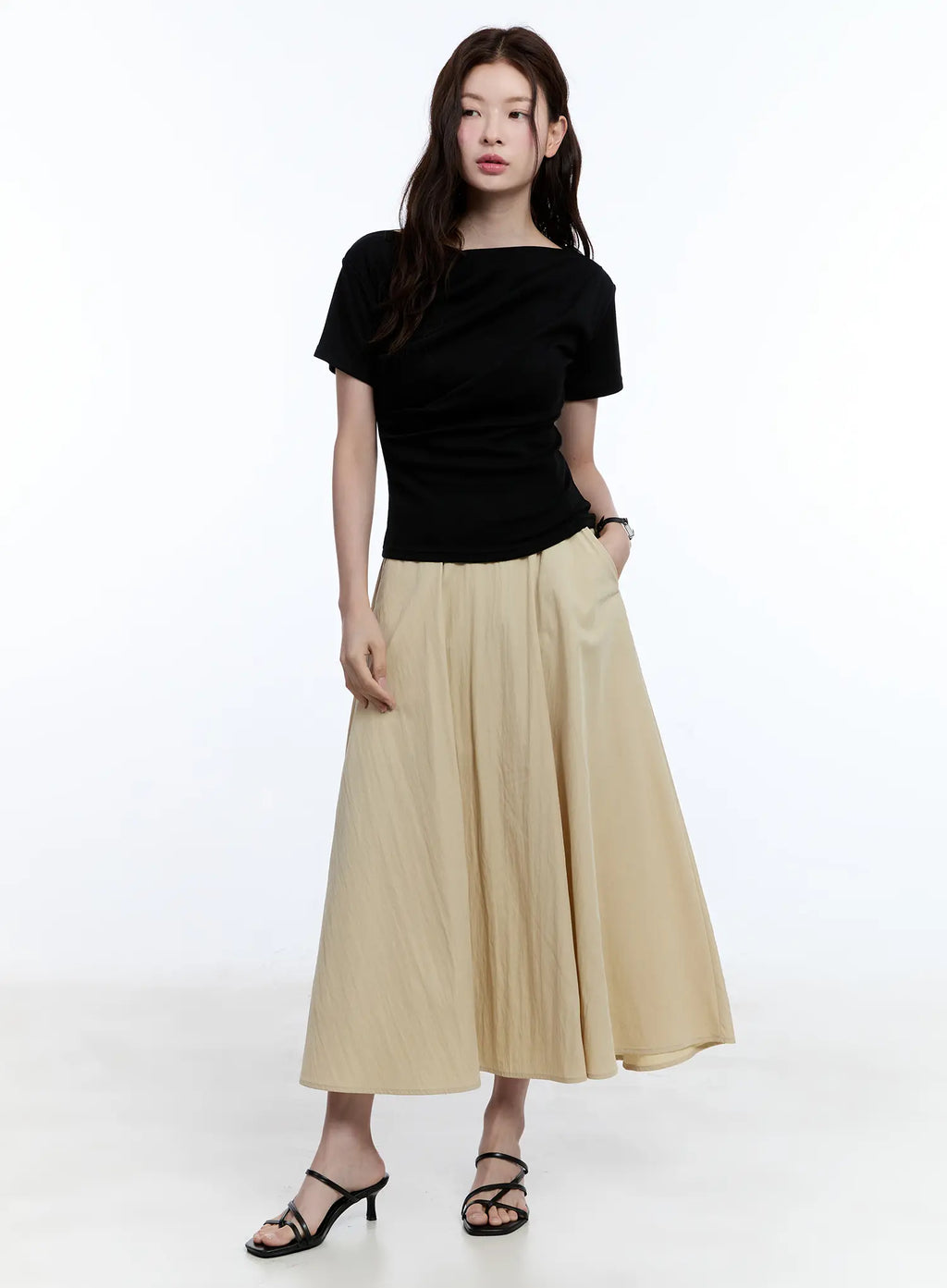 Flared Flowy Midi Skirt CU513
