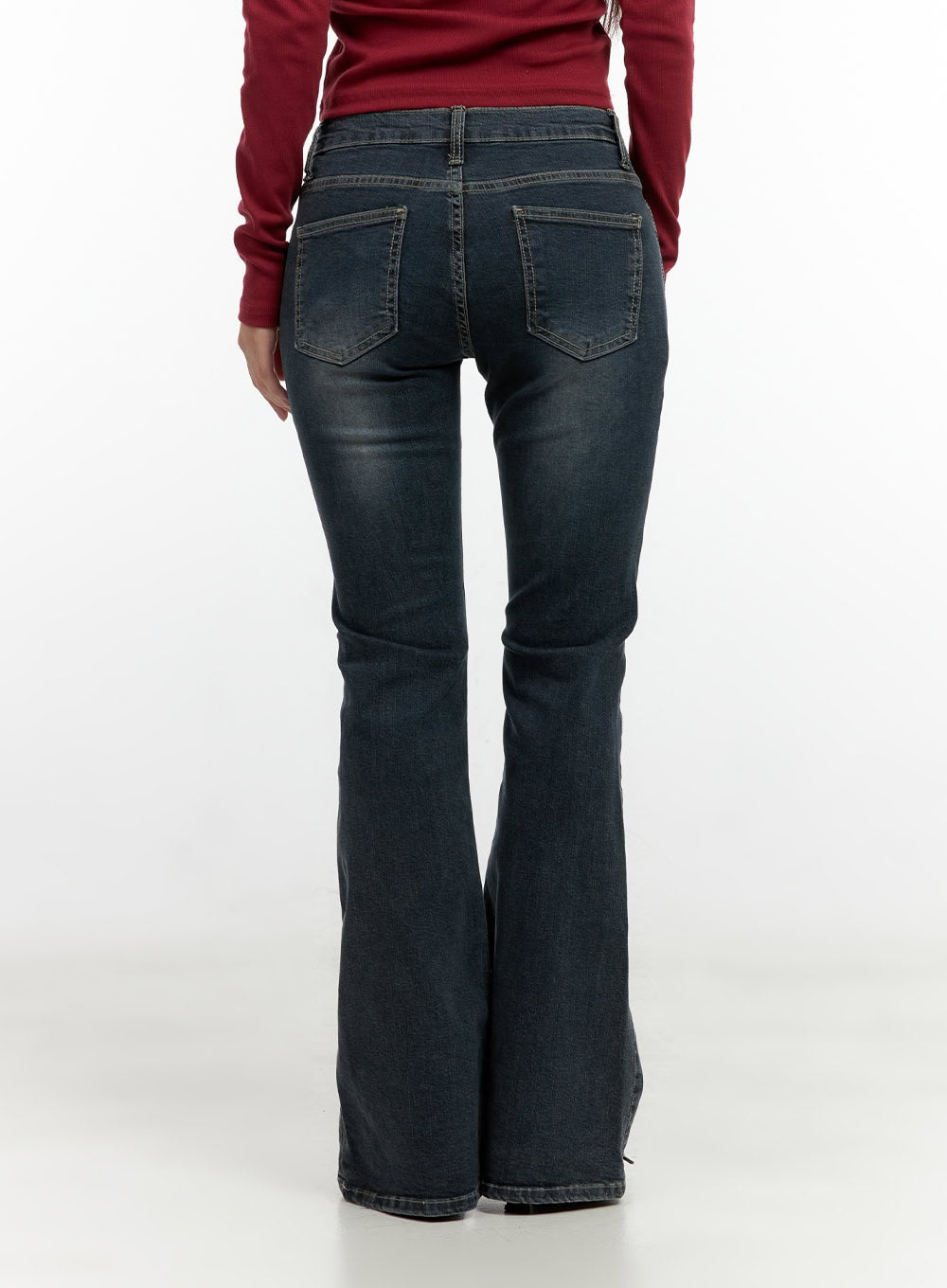 Ingrid Low-Rise Washed Flared Denim Jeans CN404