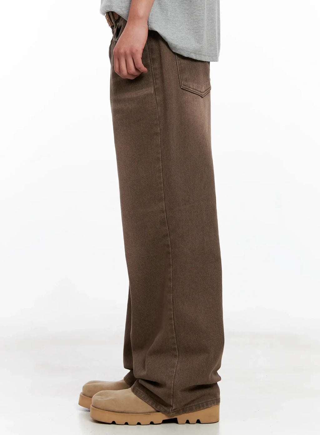 Men's Washed Wide-Leg Denim Jeans IG511