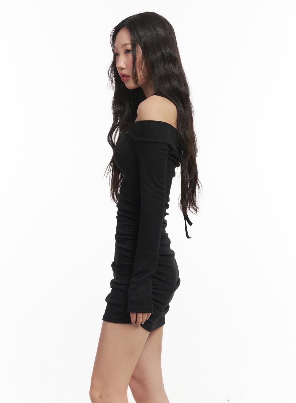 Criss-Cross Neckline Shirred Mini Dress CF520