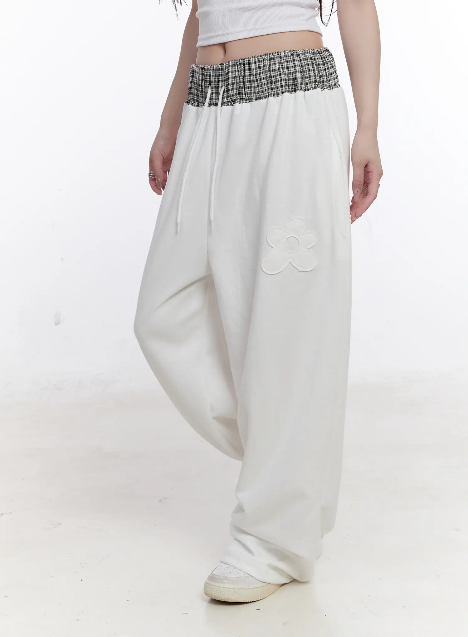 Plaid Waist Wide Leg Sweatpants CS530