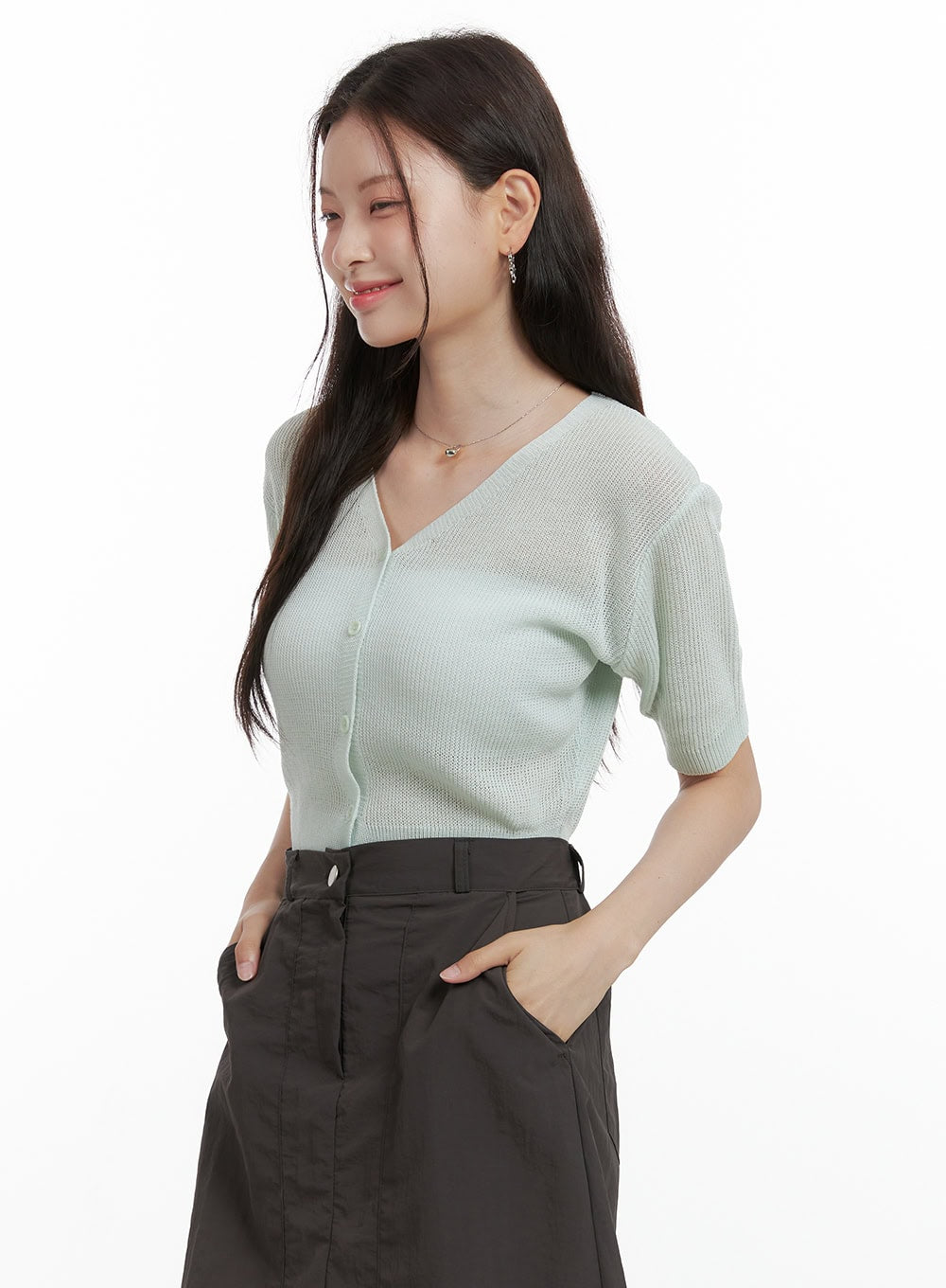 V-Neck Mesh Cardigan OL417