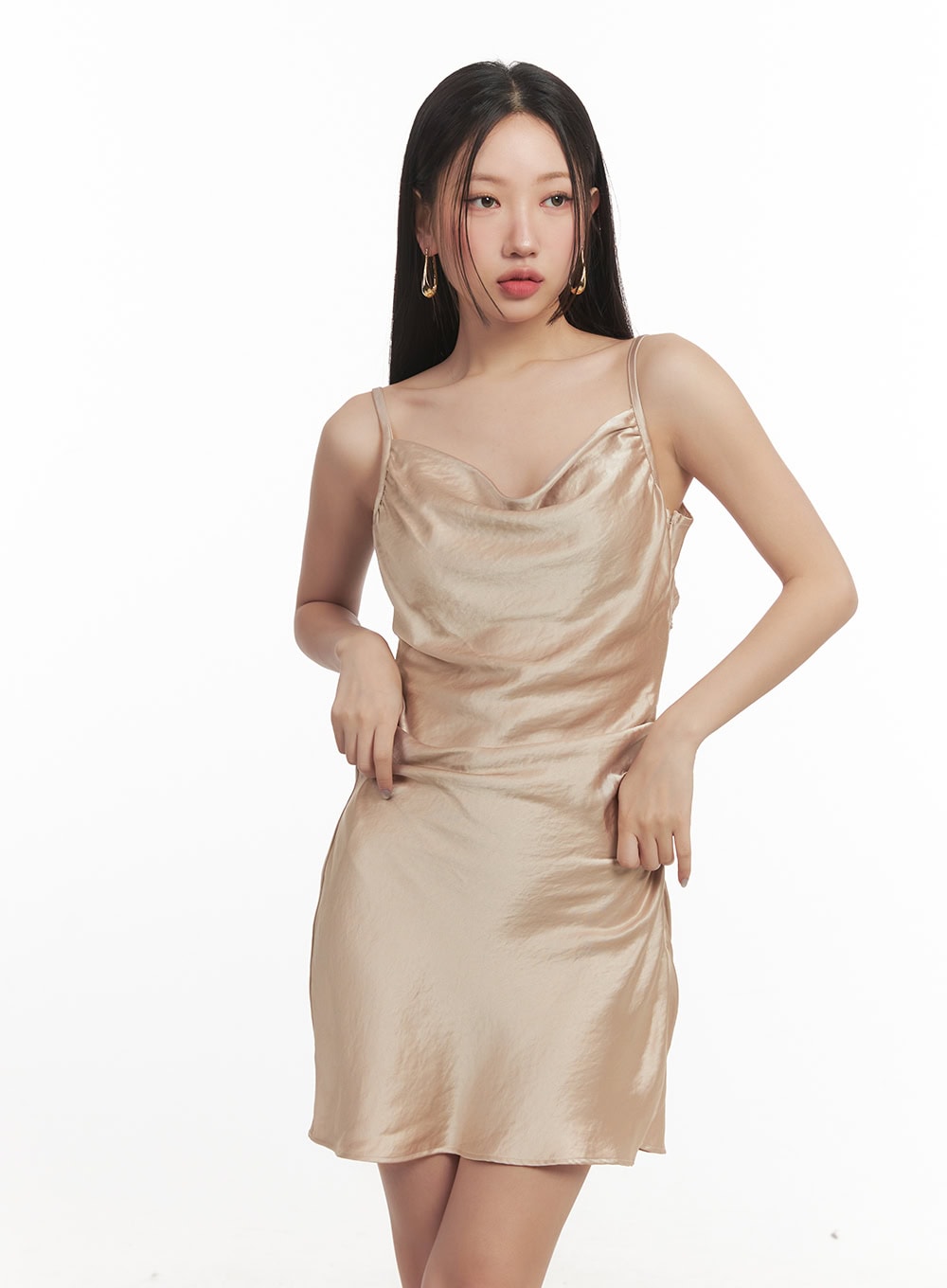 Back Cutout Cowl Neck Mini Dress CF520