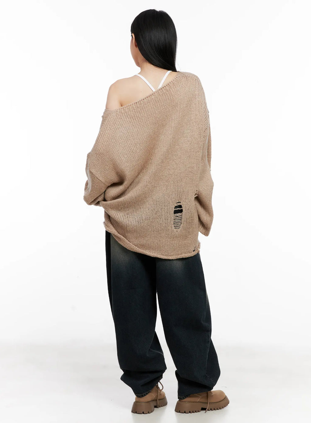 Distressed Loose Knit Sweater CG522