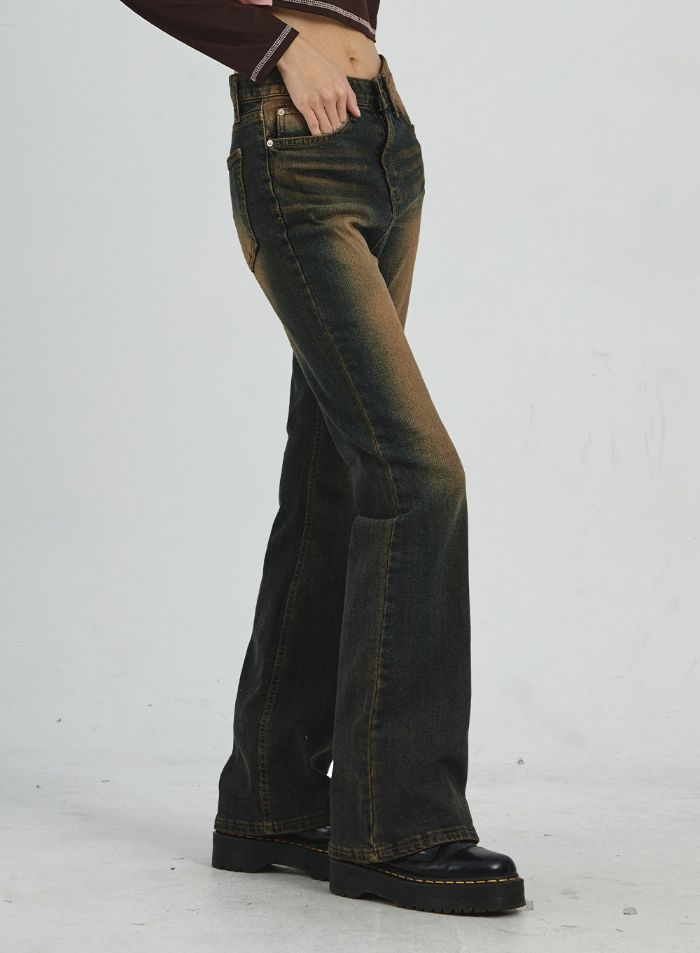 Vintage Washing Bootcut Jeans CD02