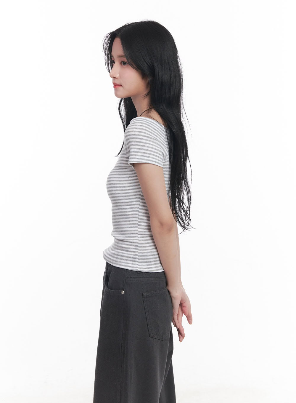 Stripe Off-Shoulder Top  CY526