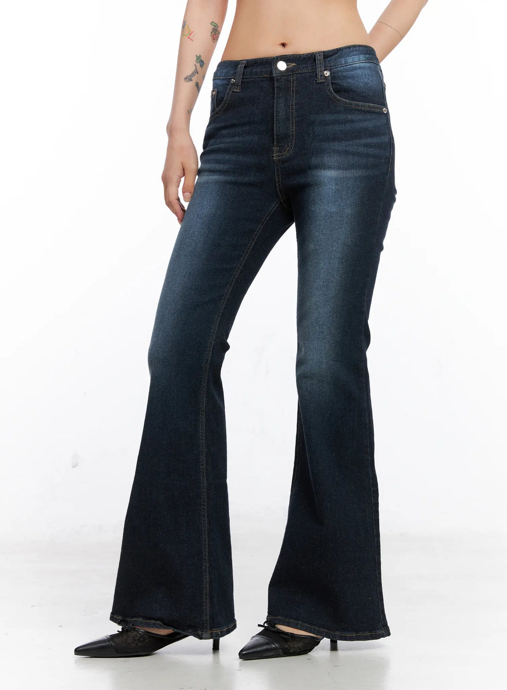 Adele Lettering Flare Jeans CO507