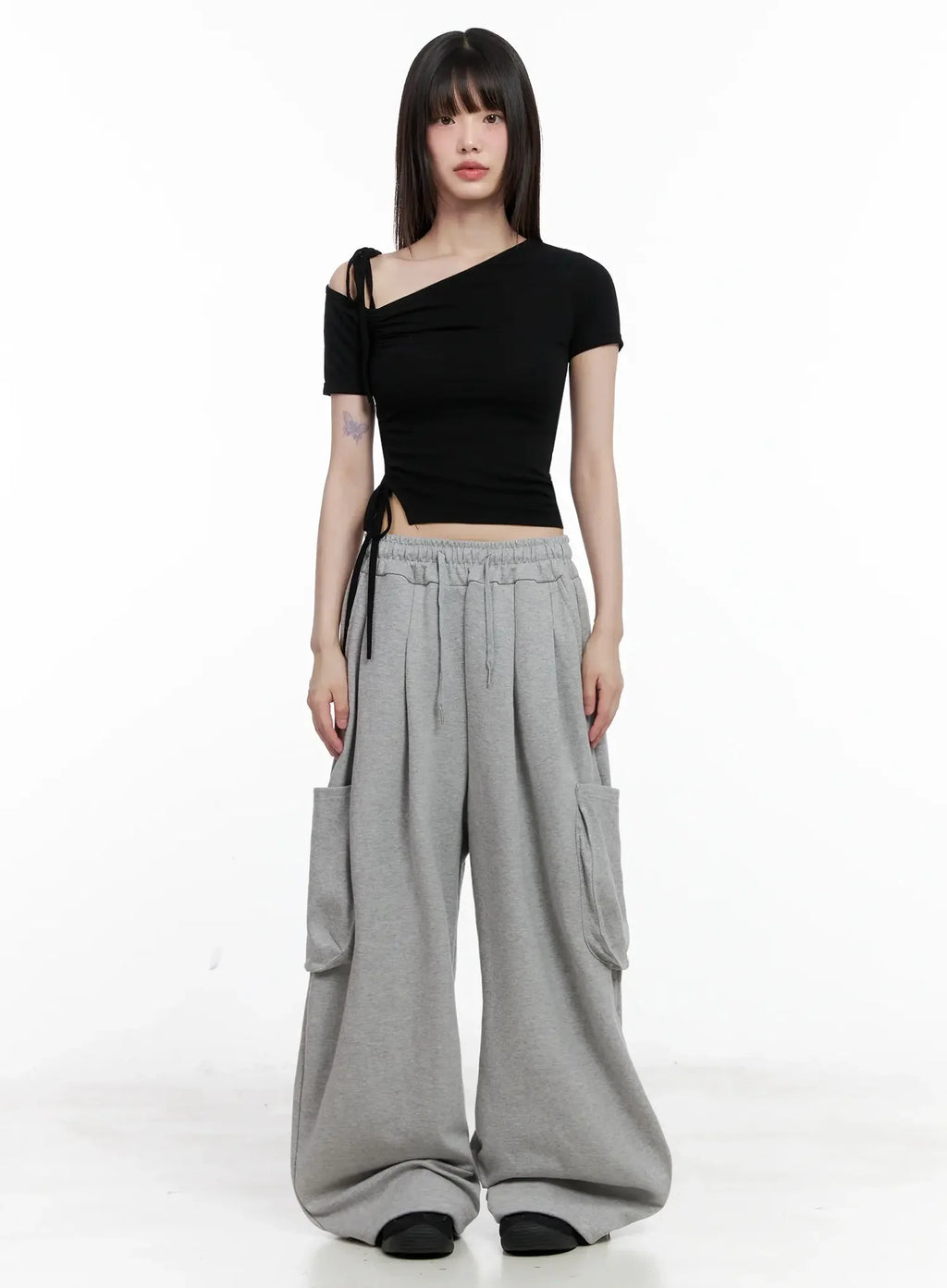 Casual Wide-Leg Cargo Sweatpants IL531