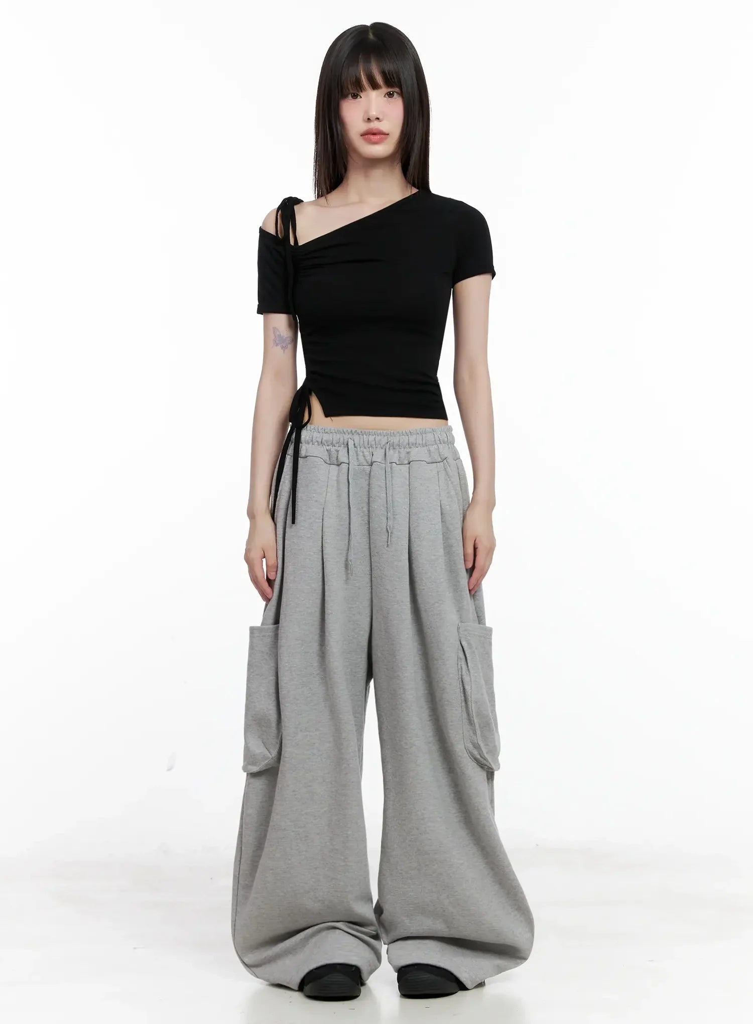 Casual Wide-Leg Cargo Sweatpants IL531