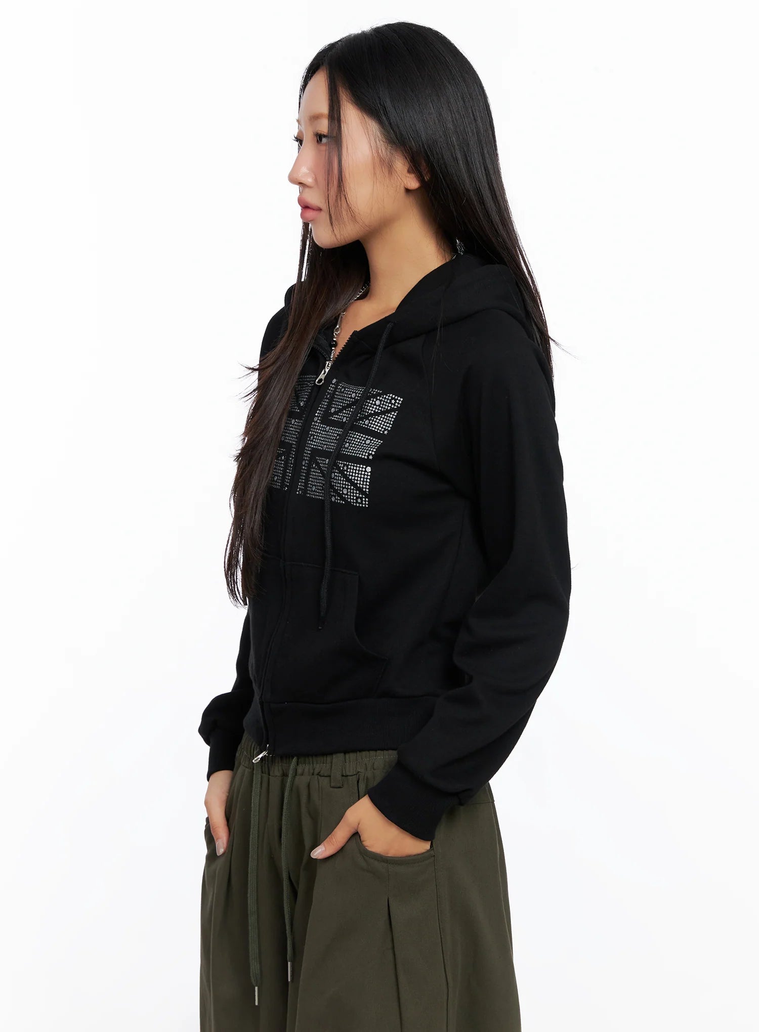 Graphic Cropped Hoodie CO515