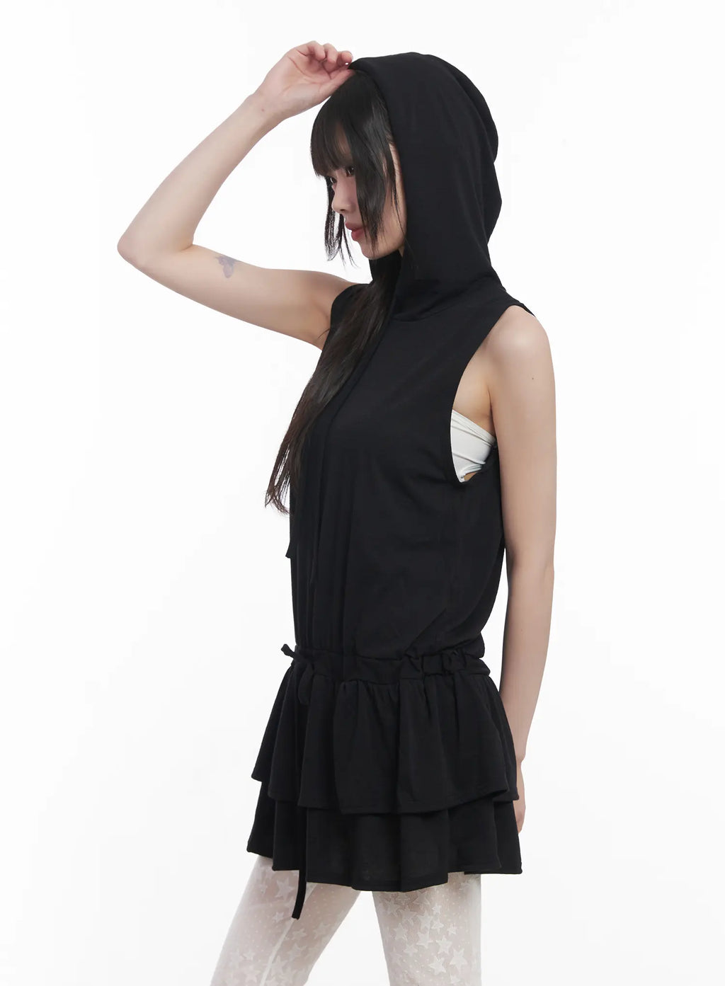 Sleeveless Hooded Mini Dress CU519