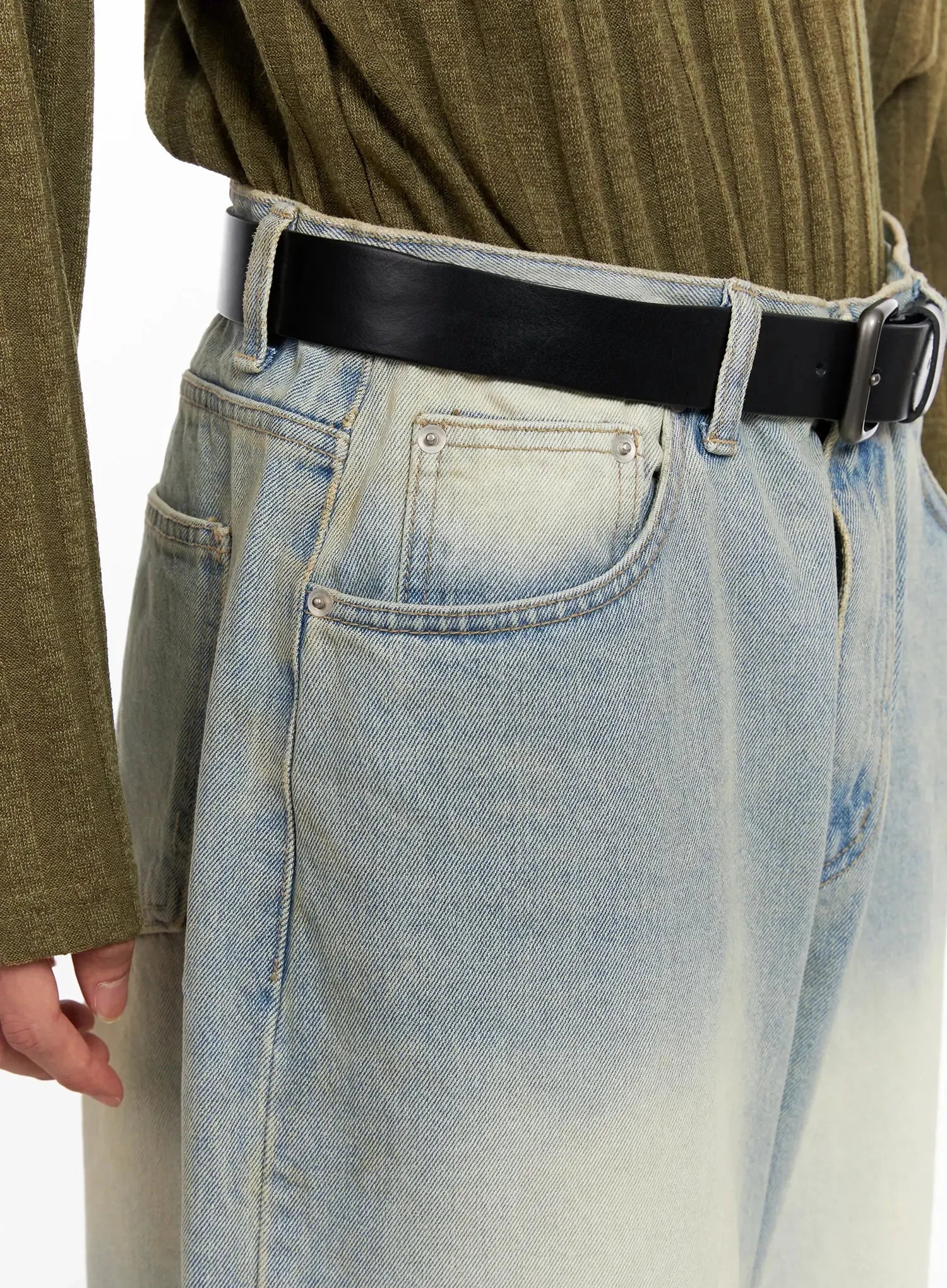 Men's Light Fade Wide-Leg Jeans IO516