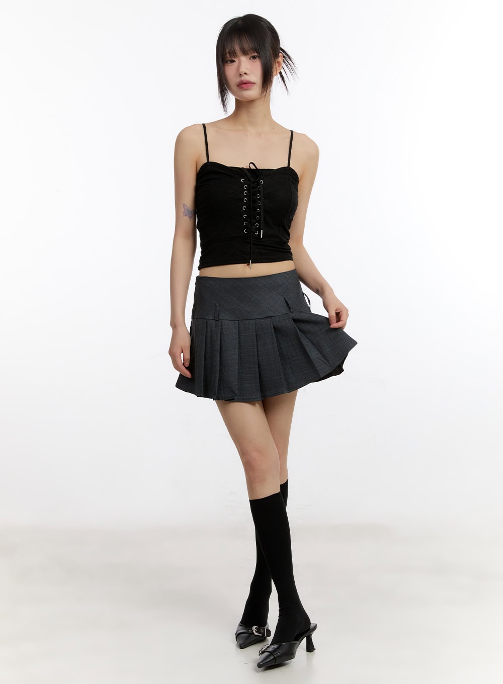 Sheer Floral Lace-Up Corset Cami Top CM513