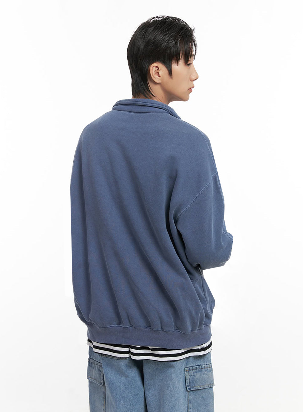 Men's Washed Cotton Half-Zip Crewneck ID406