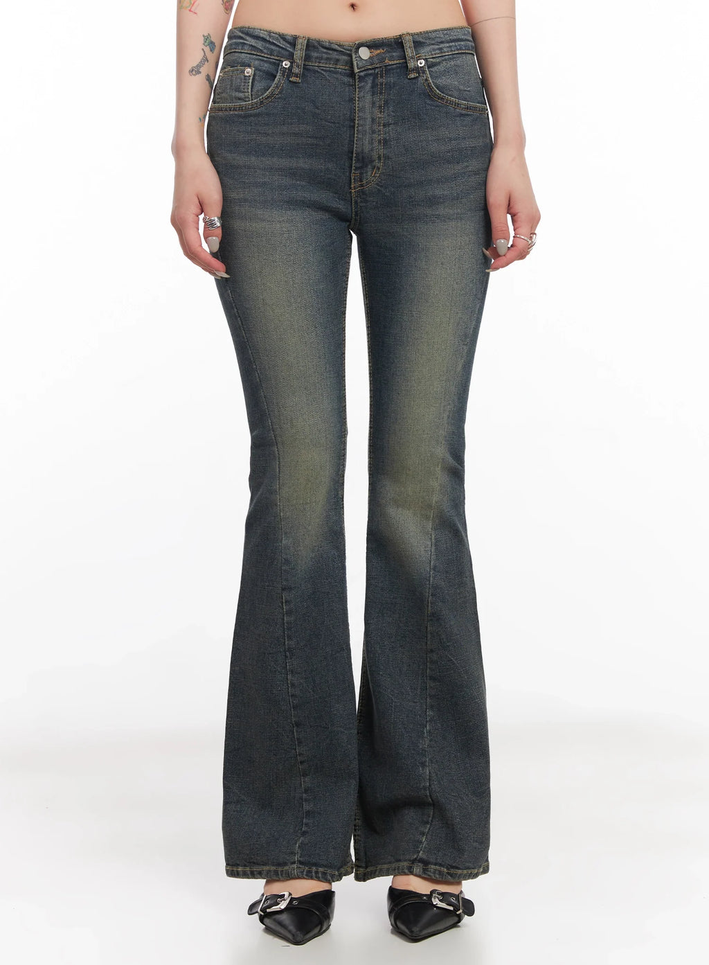 Asa Flared Seamline Denim Pants  IC503