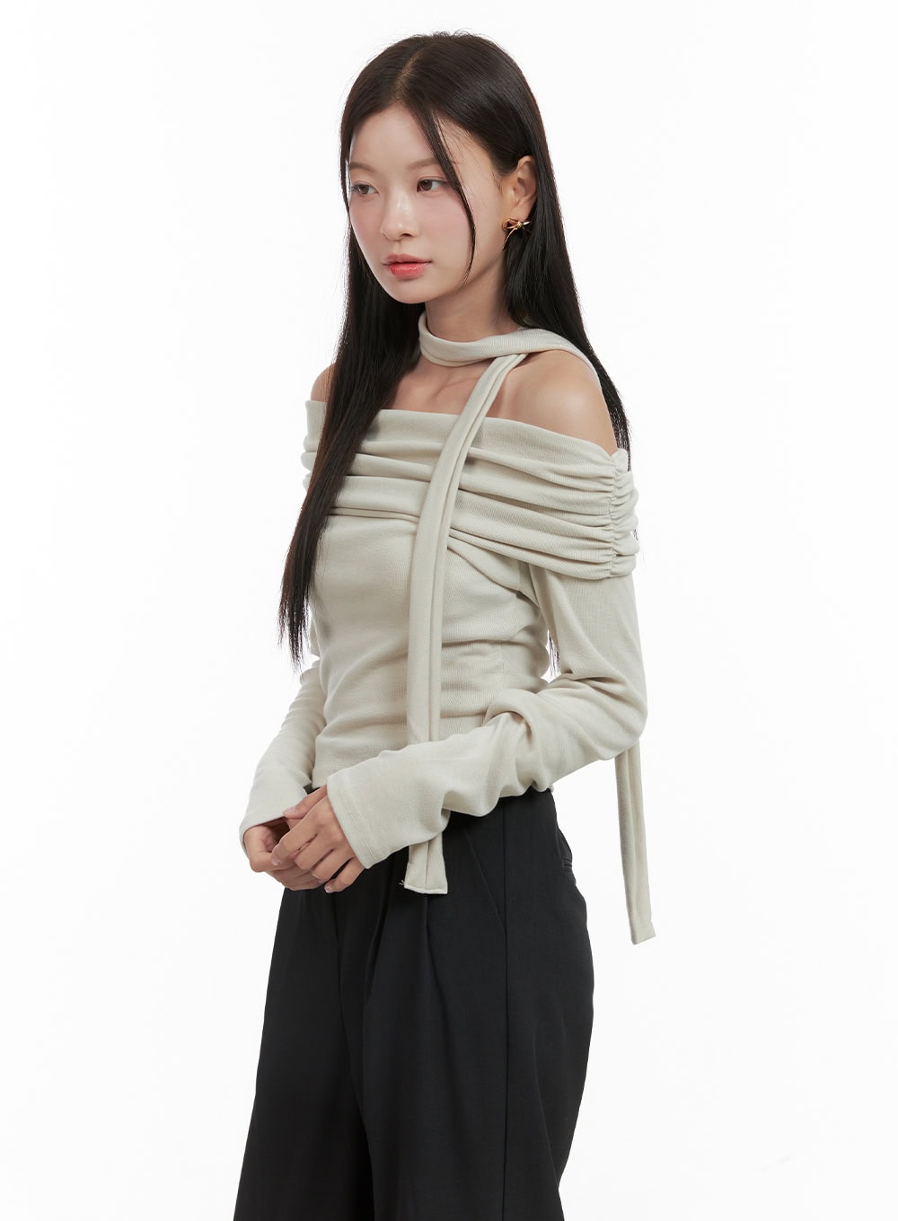 Off-Shoulder Crop Top with Scarf OG416