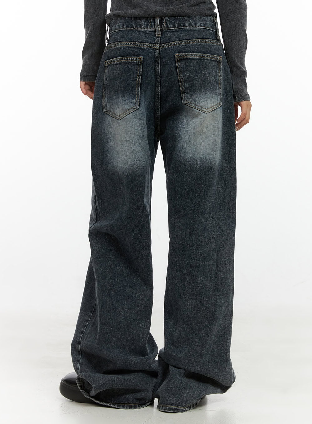Kaya Stitch Detail Washed Baggy Denim Jeans CS426
