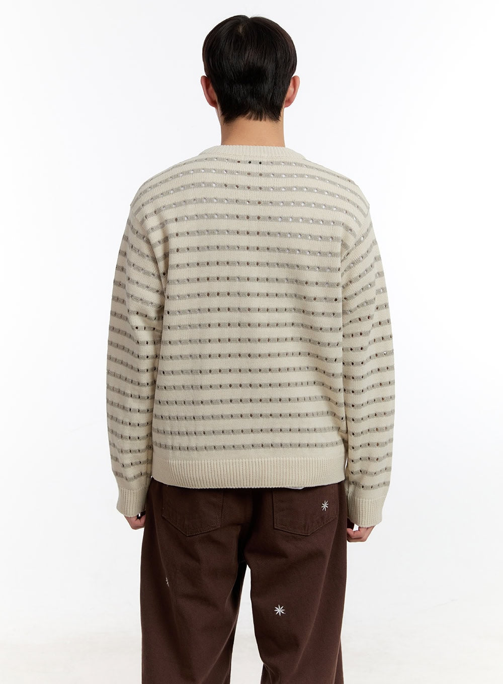 Men's Striped Button-Up Cardigan IA504