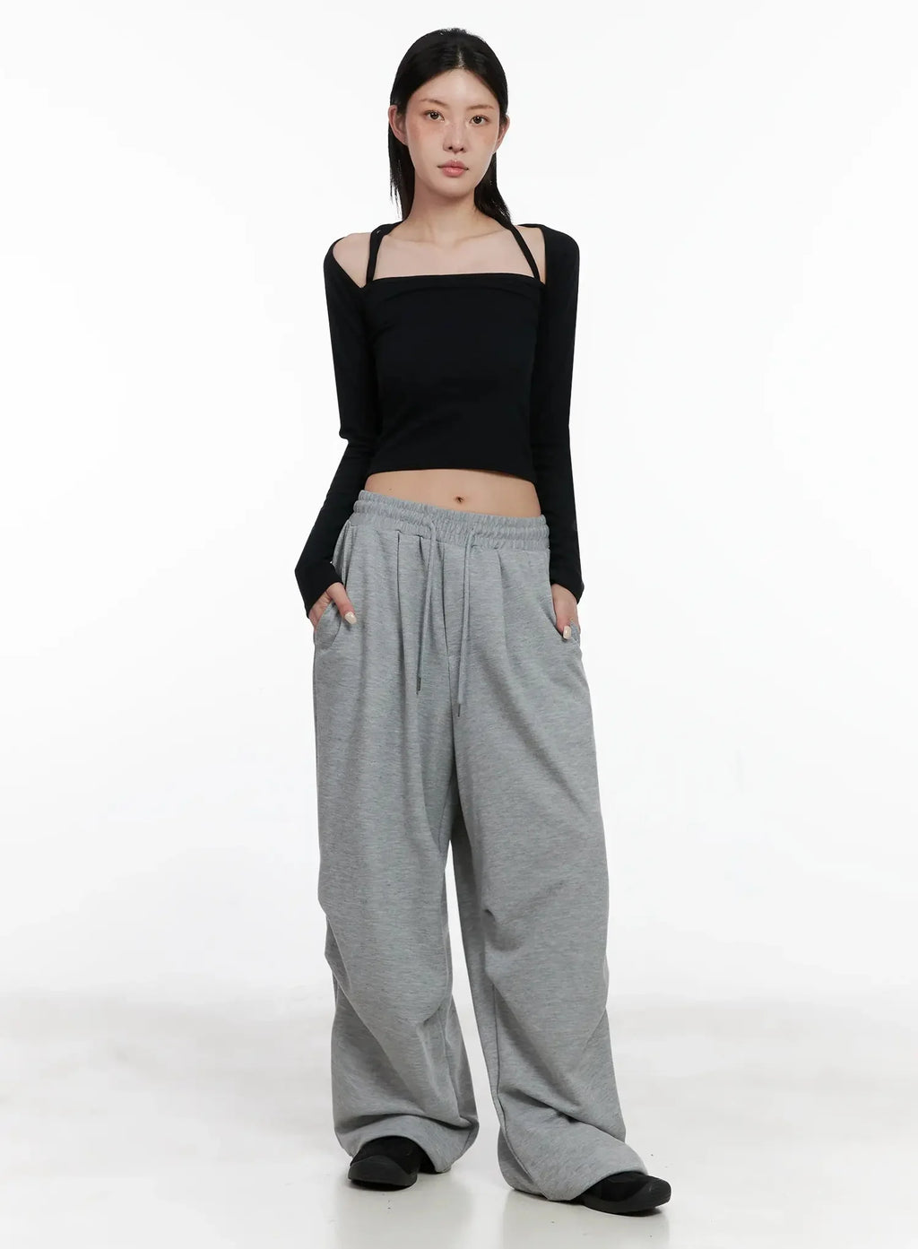Pintuck Wide Leg Sweatpants IS508