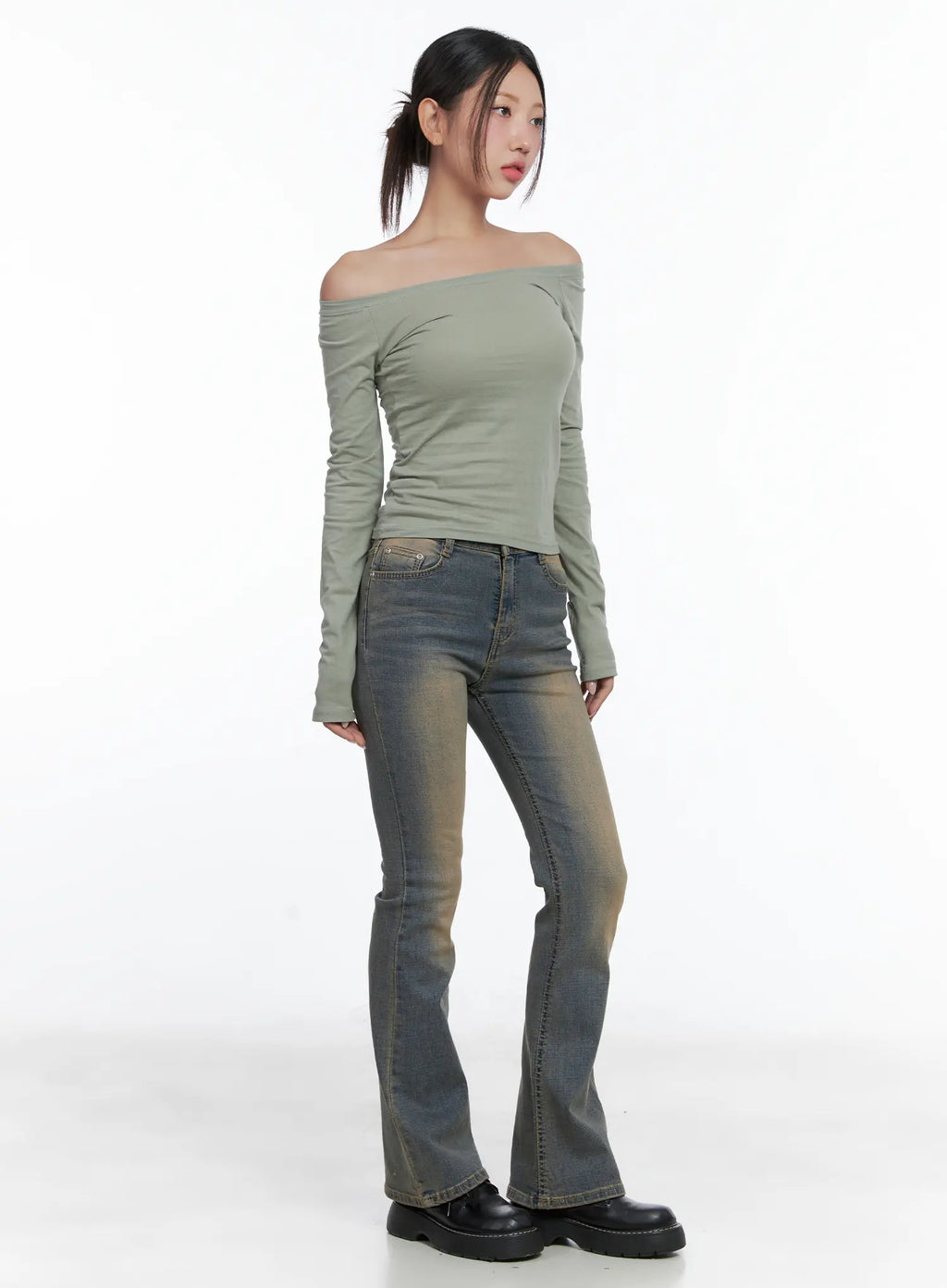 Slim Fit Off-Shoulder Long Sleeve Top CS502