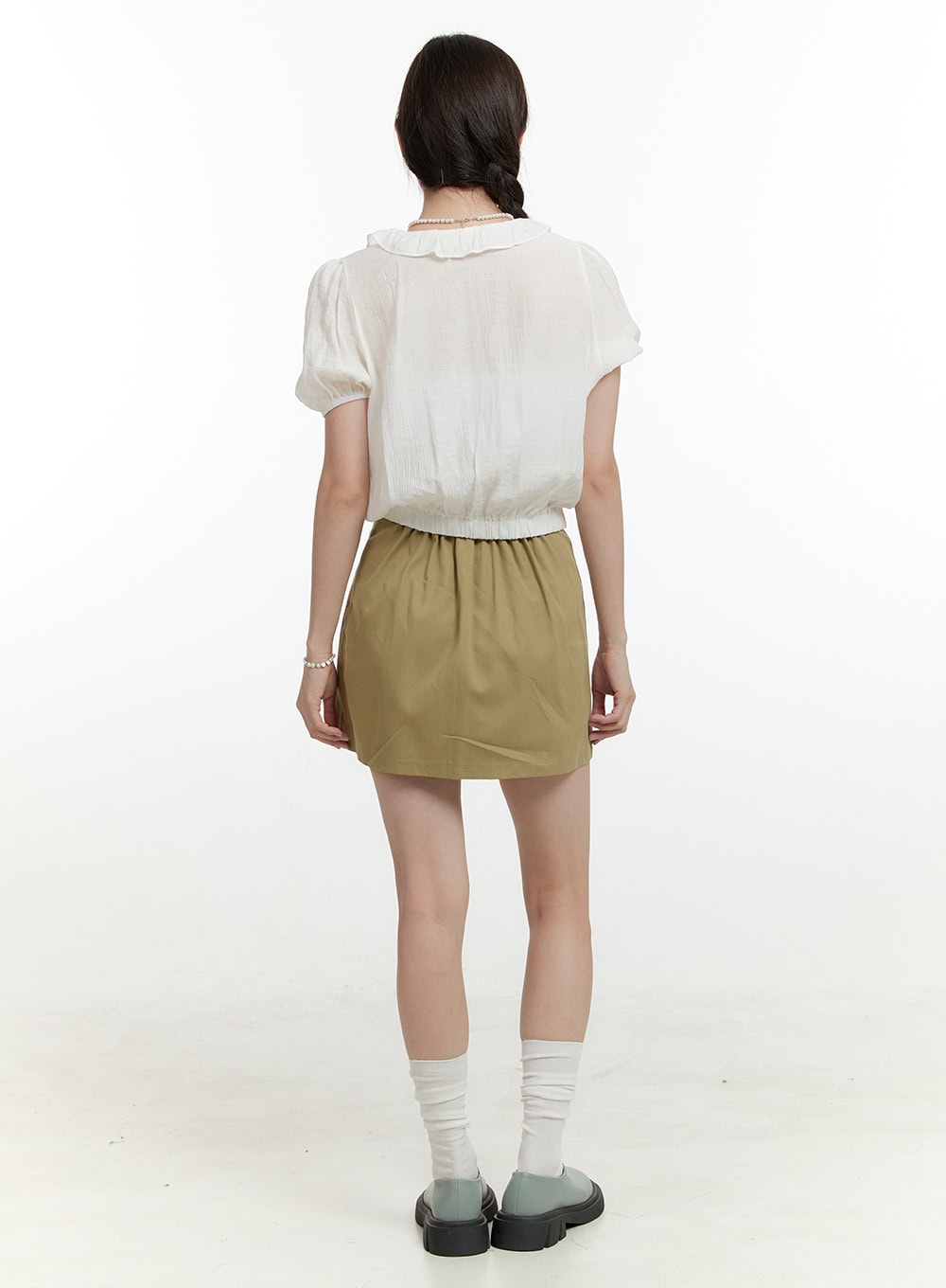 Cotton Solid Mini Skirt OL424