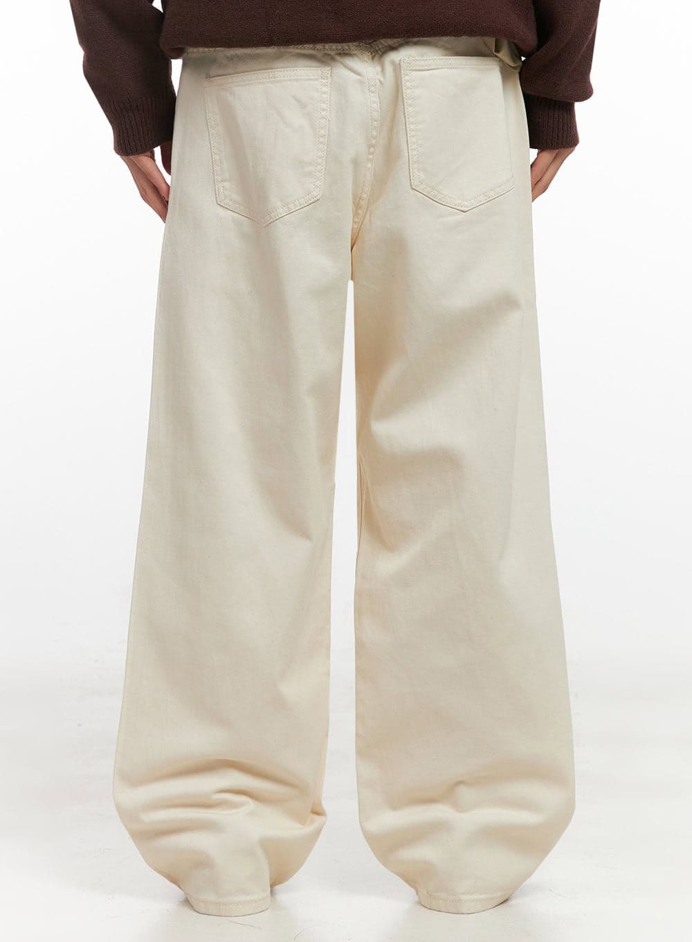 Men's Pintuck Wide Leg Cotton Pants (Light beige) ID413