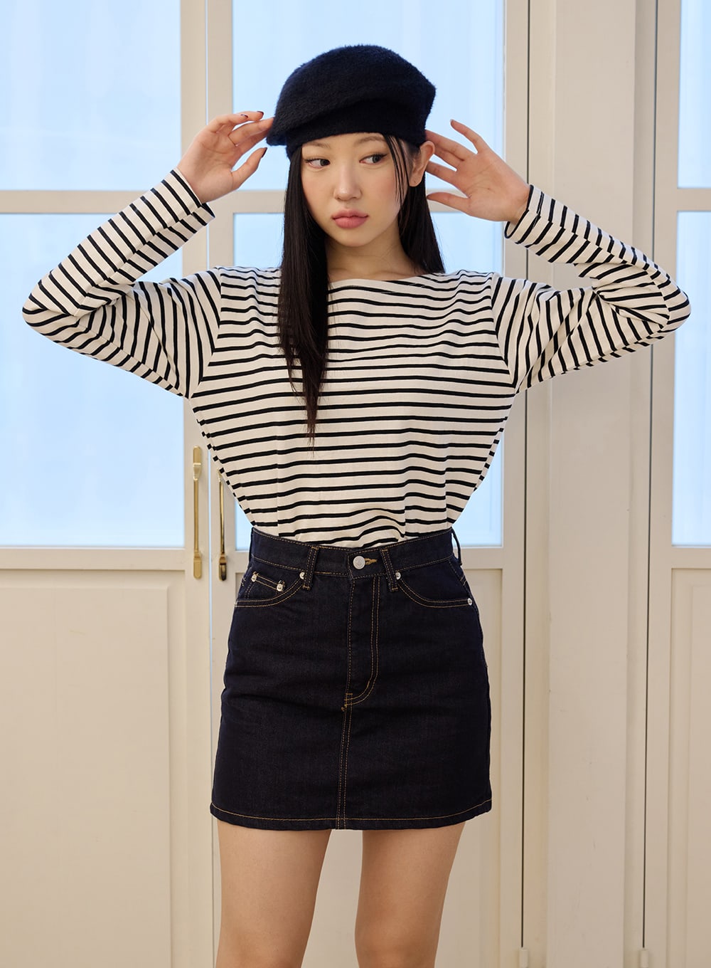 Round Neck Striped Long Sleeve Tee OD326