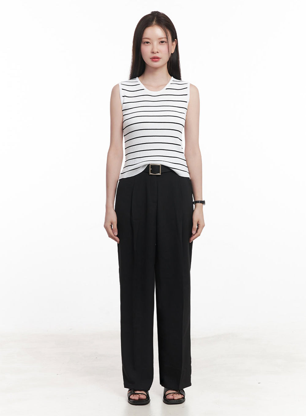 Stripe Slim Sleeveless Top IY509