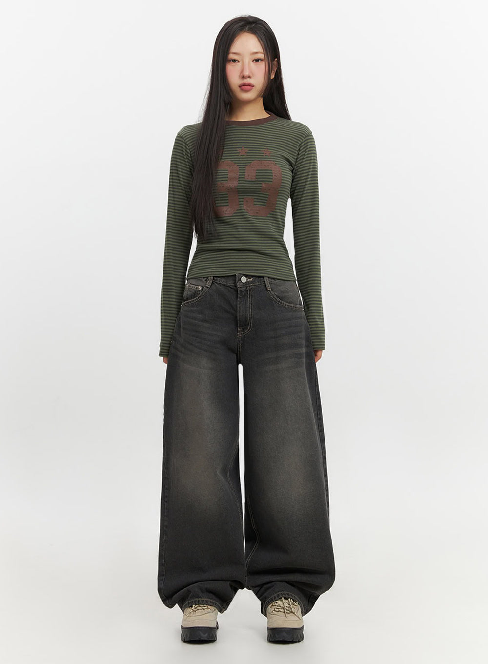 Skyla Washed Wide-Leg Baggy Jeans IF511