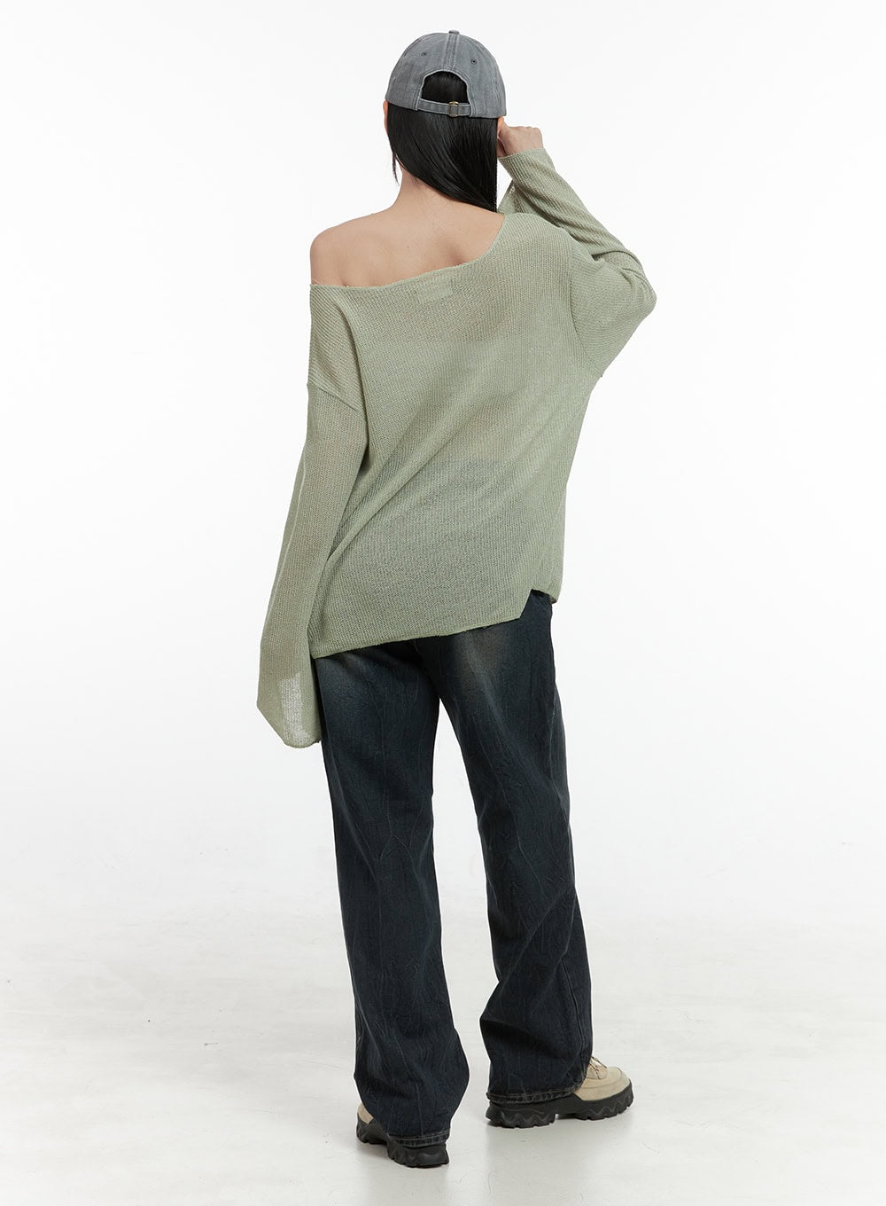 Lettered Boat Neck Off-Shoulder Knit OS410