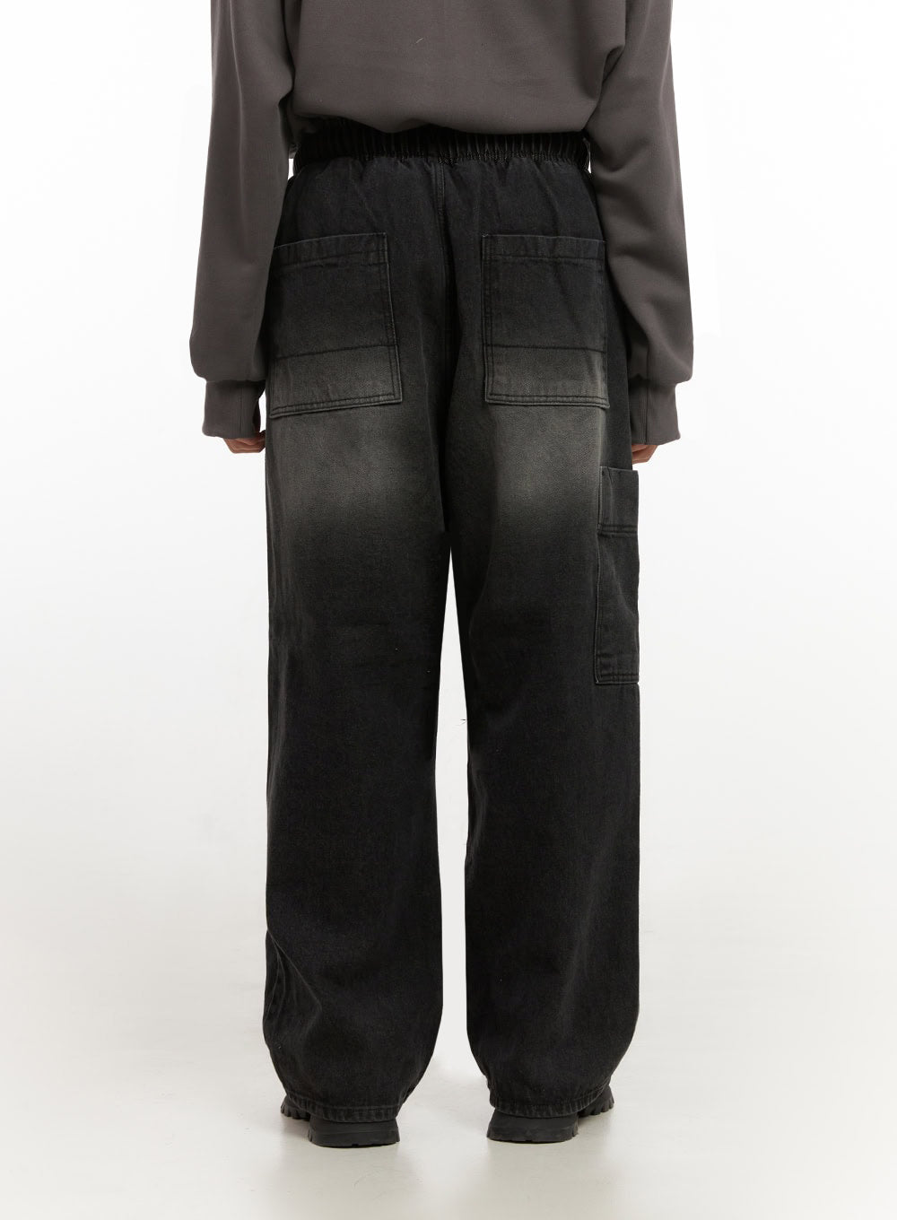 Men's Washed Pocketed Wide-Leg Jeans ID413