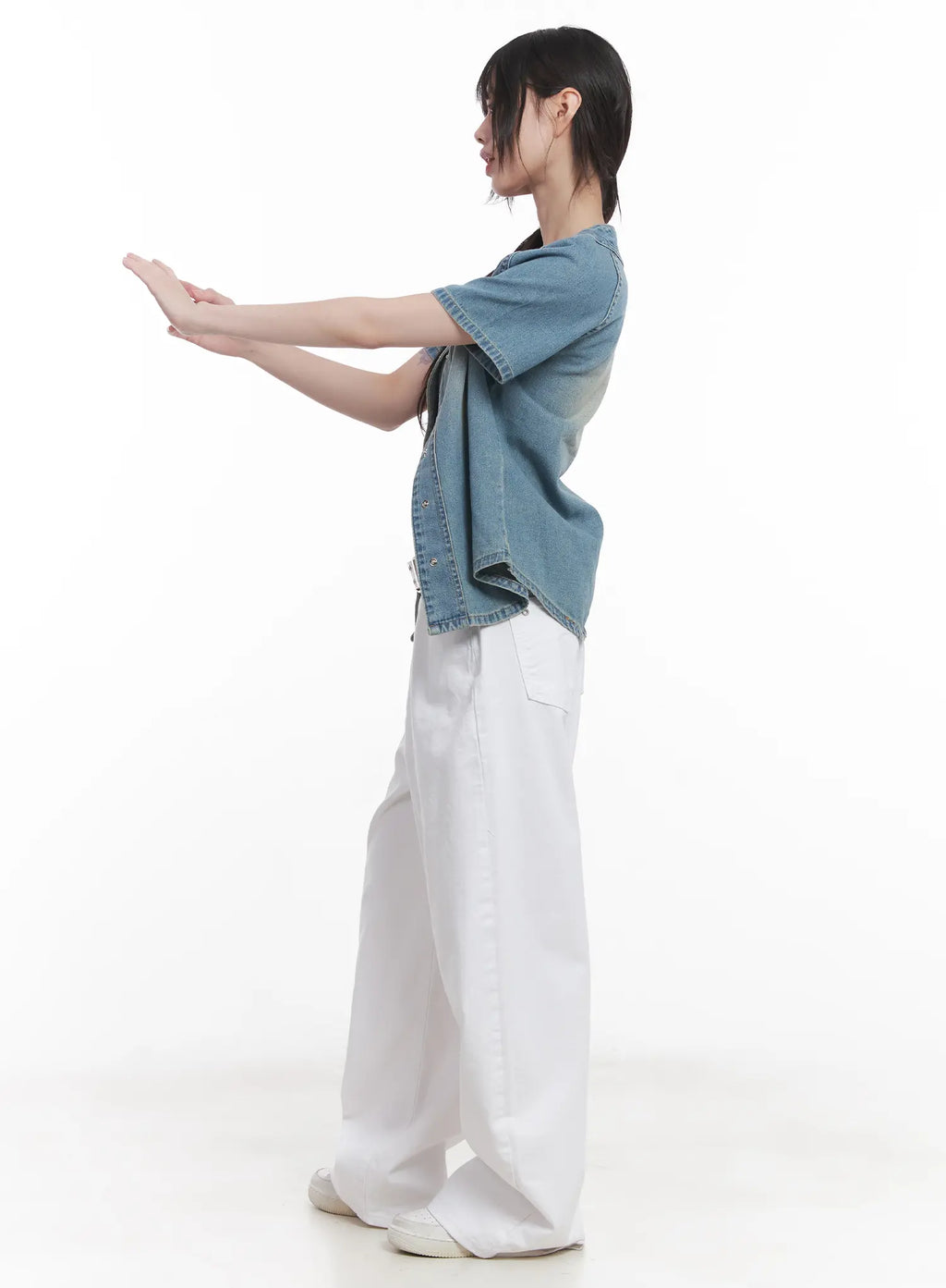 Washed Denim Short-Sleeve Shirt CU520