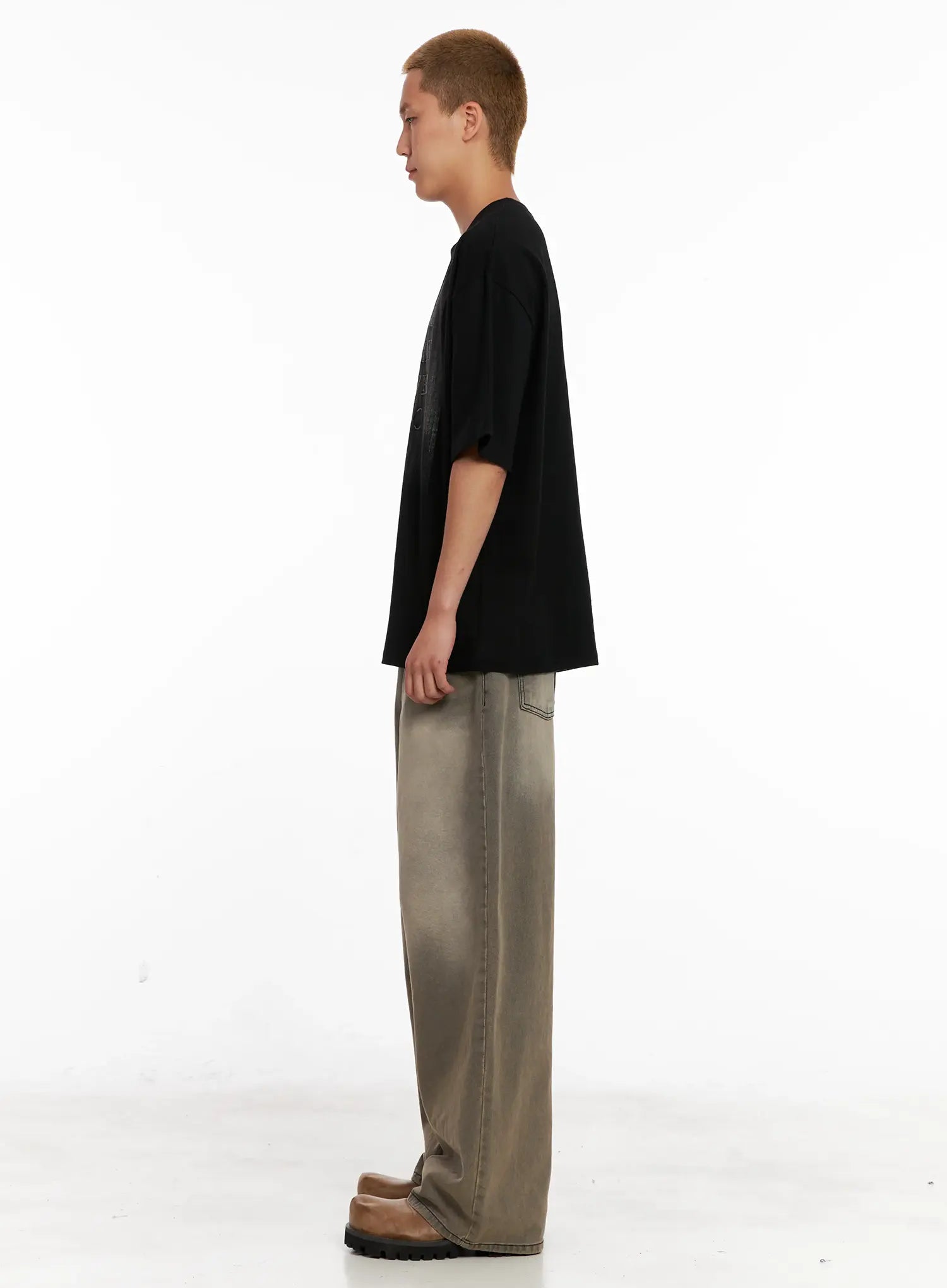 Men's Washed Wide-Leg Denim Jeans IL521